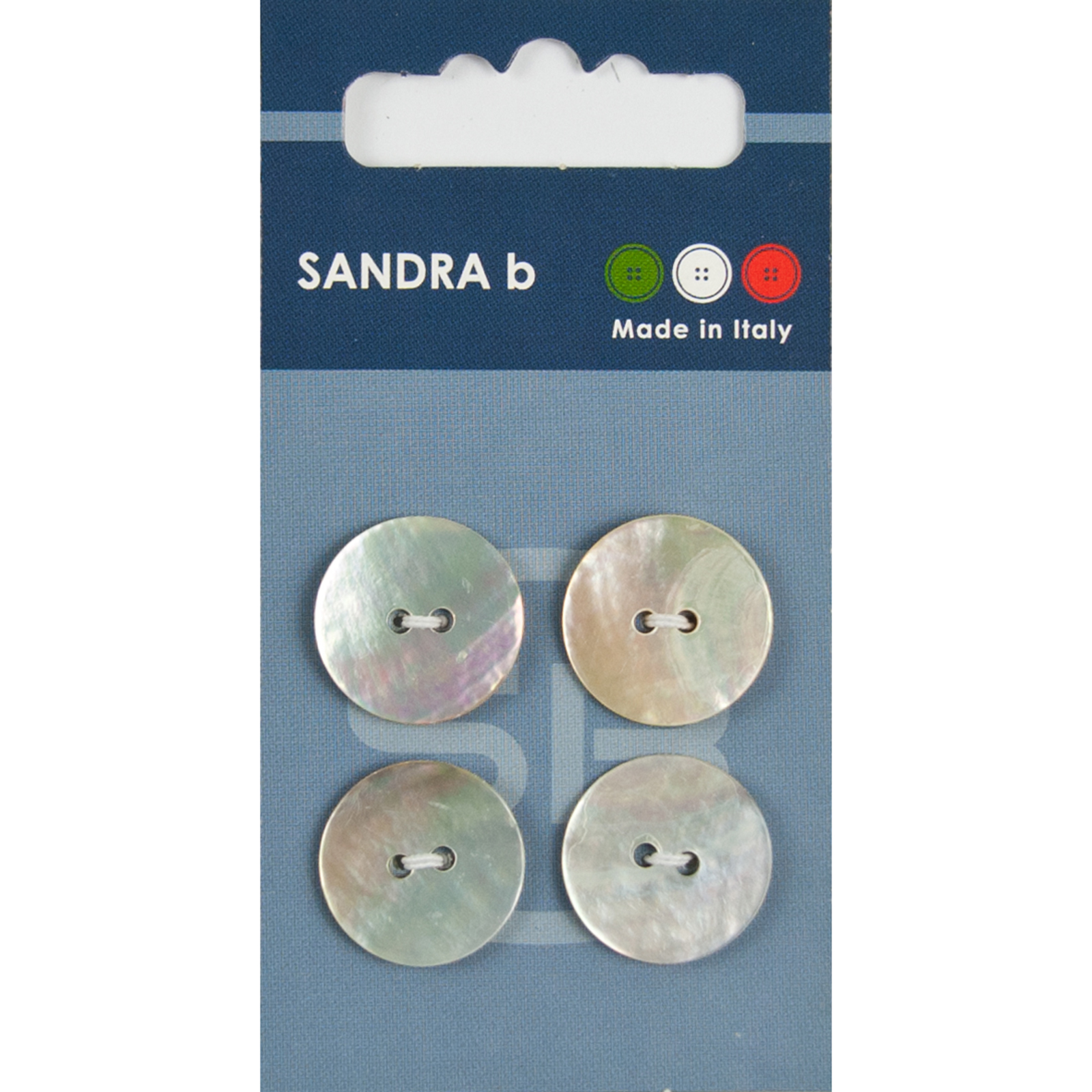 Sandra Ab 007.CARD033 Parelmoer knopen 2 gaats 18 mm - Kaart