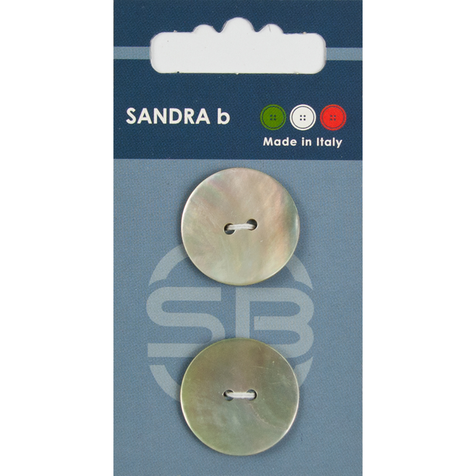 Sandra Ab 007.CARD035 Parelmoer knopen 2 gaats 23 mm - Kaart