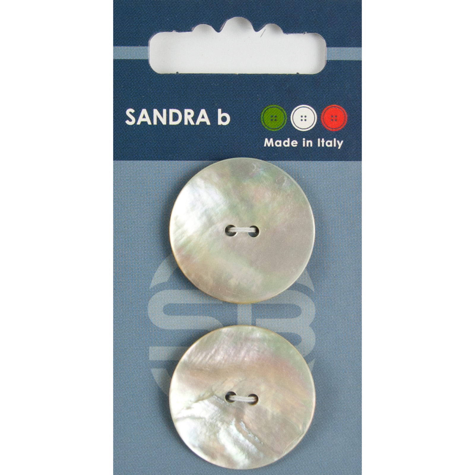 Sandra Ab 007.CARD036 Parelmoer knopen 2 gaats 28 mm - Kaart