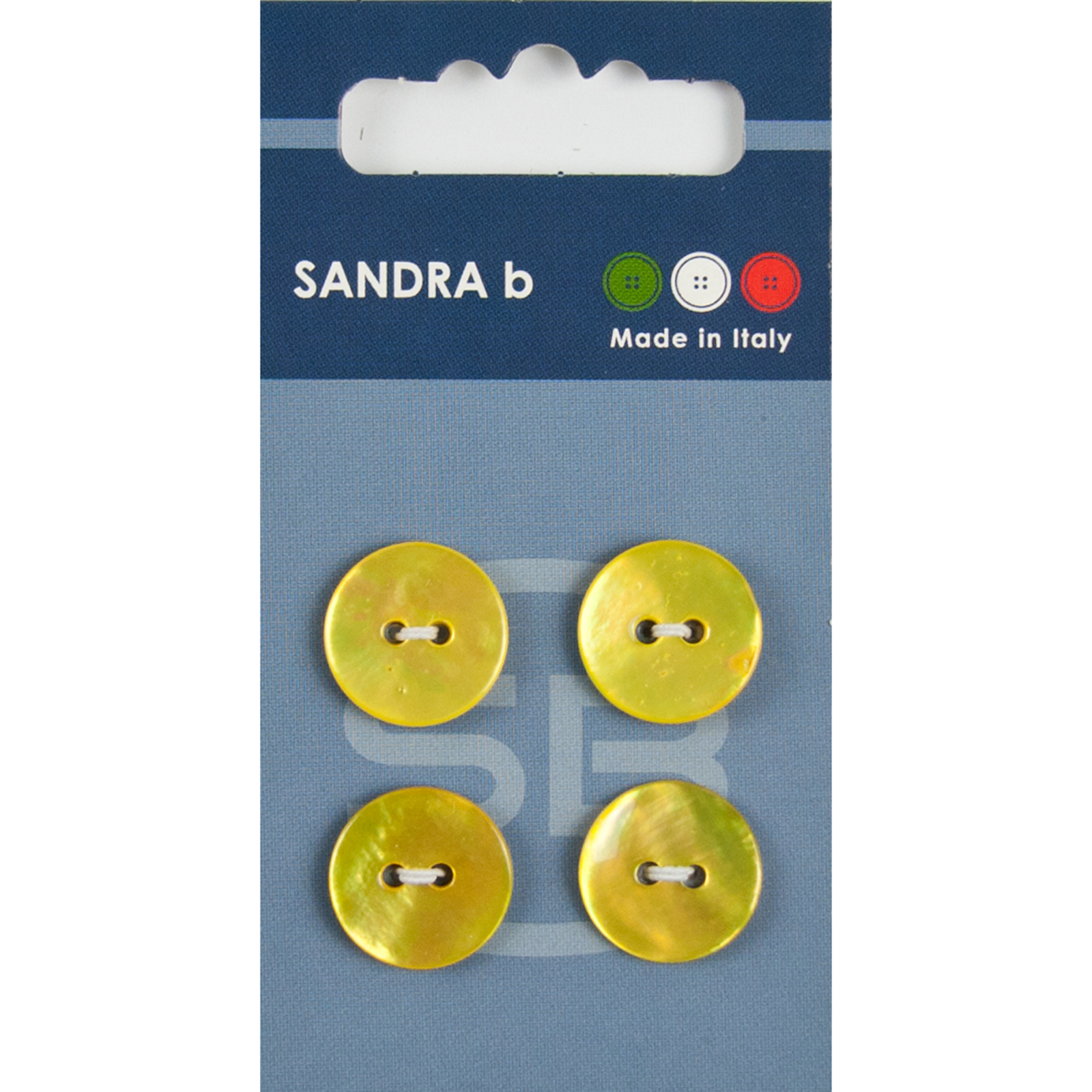 Sandra Ab 007.CARD037 Parelmoer knopen 2 gaats 15 mm - Kaart