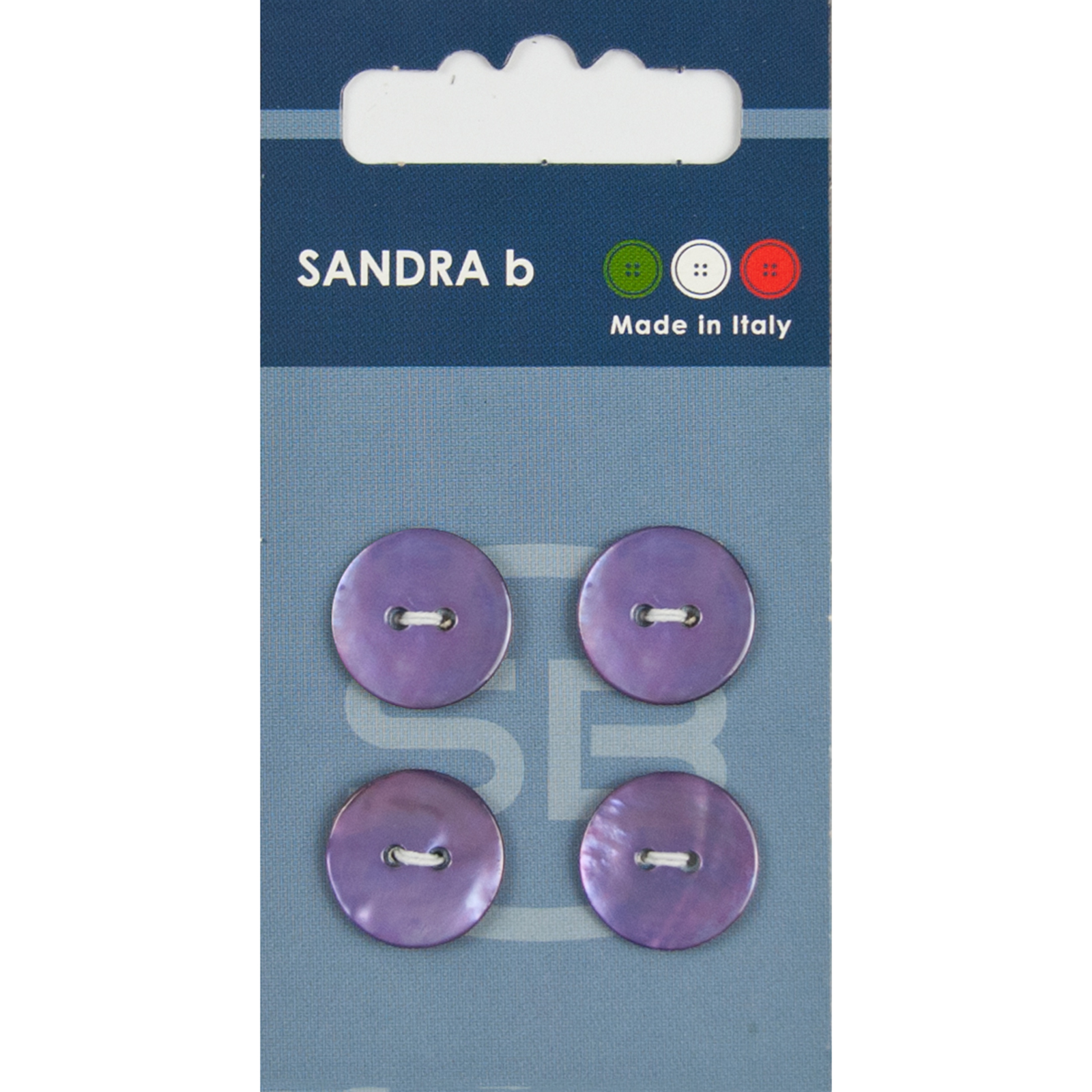 Sandra Ab 007.CARD065 Parelmoer knopen 2 gaats 15 mm - Kaart