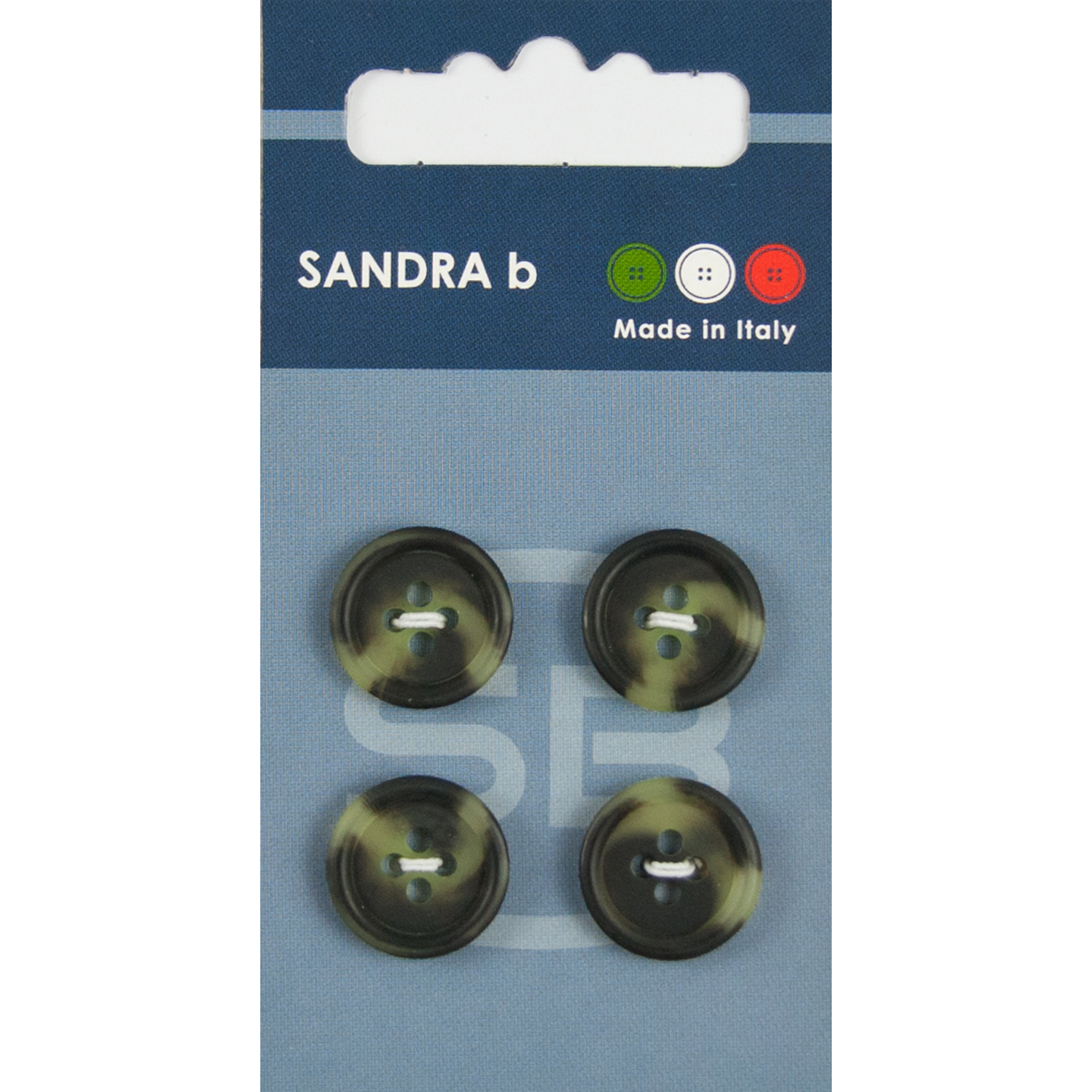 Sandra Ab 007.CARD070 Gemeleerde blazer knopen 4 gaats 15 mm - Kaart