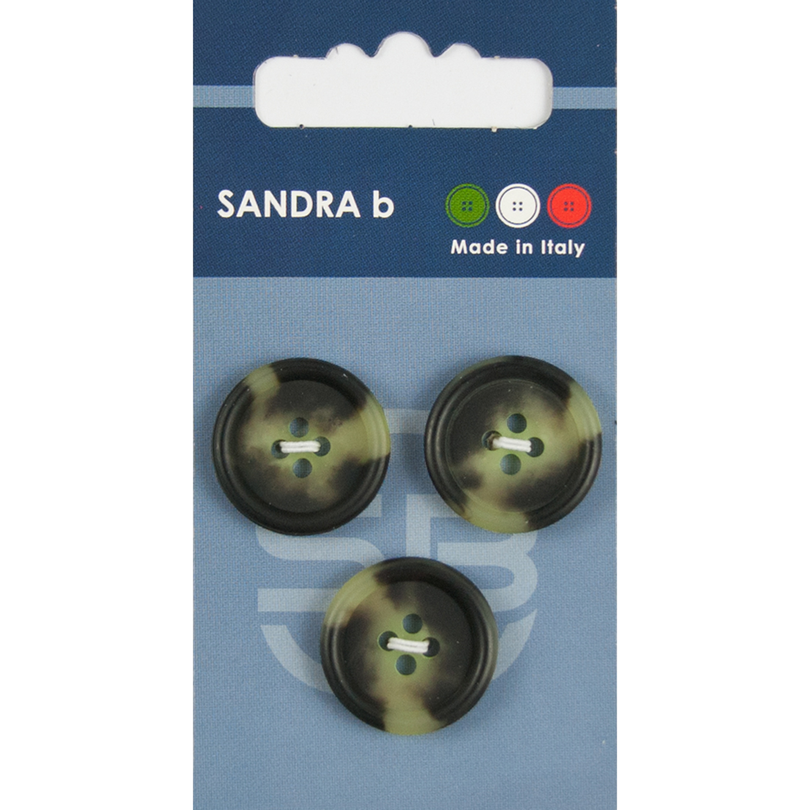 Sandra Ab 007.CARD071 Gemeleerde blazer knopen 4 gaats 20 mm - Kaart