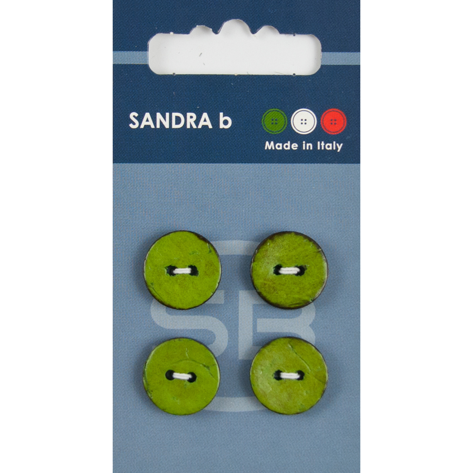 Sandra Ab 007.CARD074 Kokos knopen 2 gaats 15 mm - Kaart