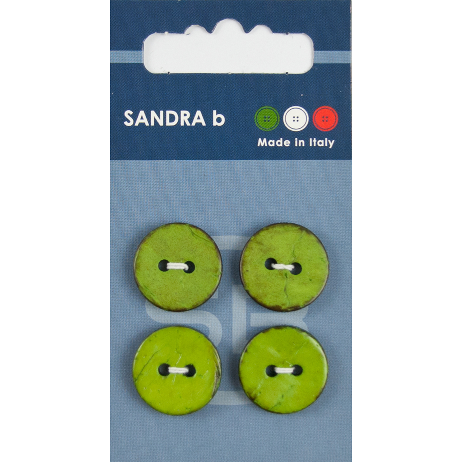 Sandra Ab 007.CARD075 Kokos knopen 2 gaats 18 mm - Kaart