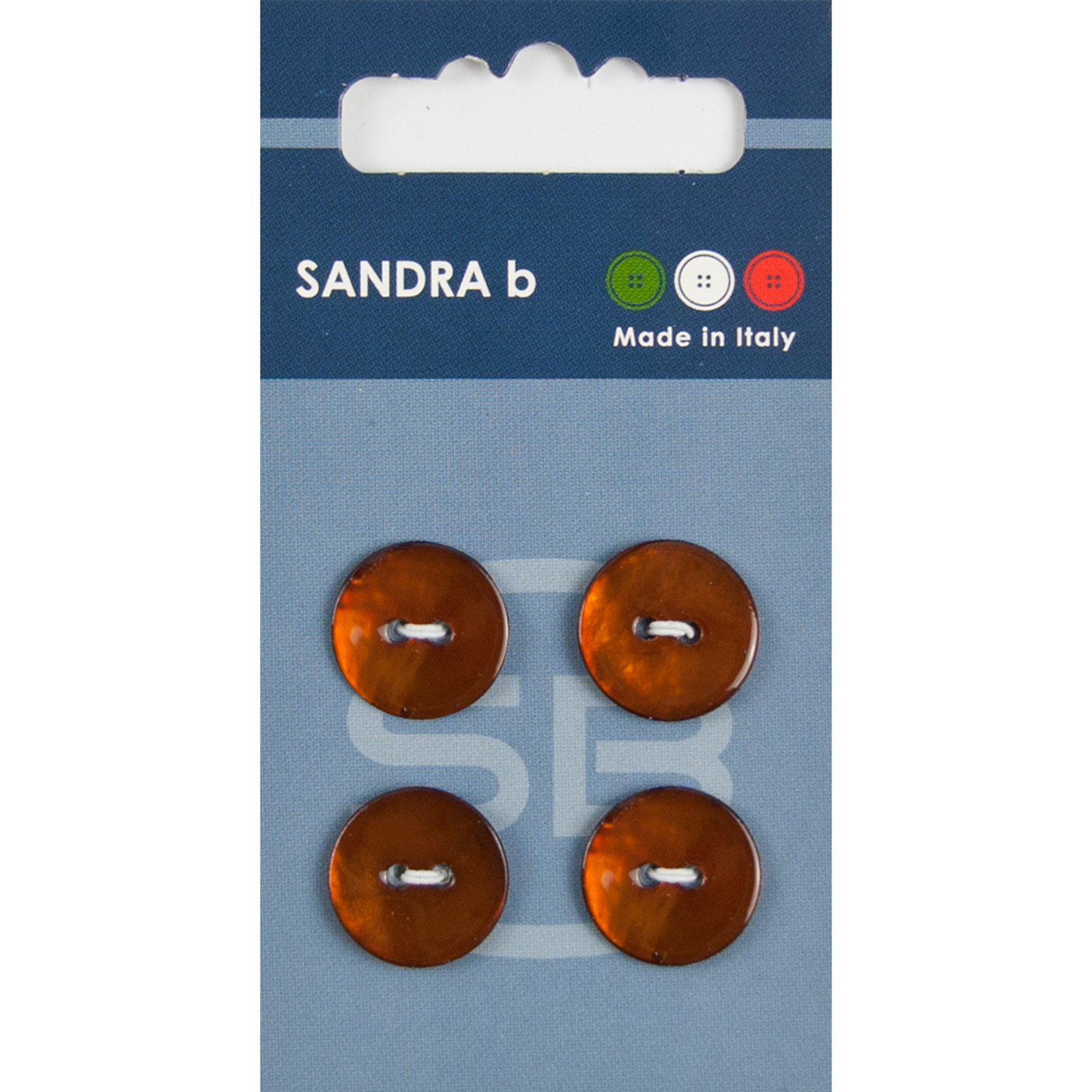 Sandra Ab 007.CARD082 Parelmoer knopen 2 gaats 15 mm - Kaart