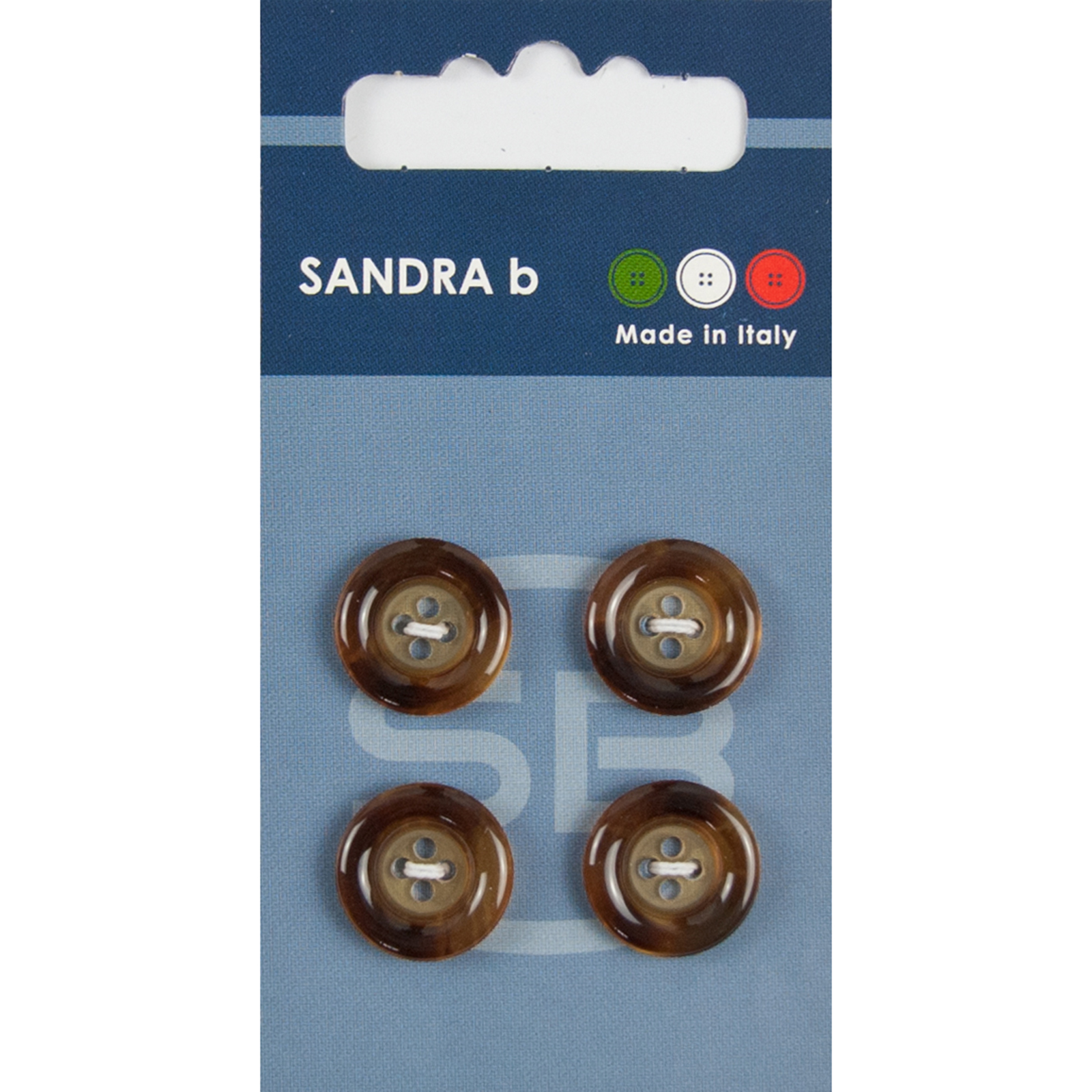 Sandra Ab 007.CARD088 Gemeleerde blazer knopen 4 gaats 15 mm - Kaart