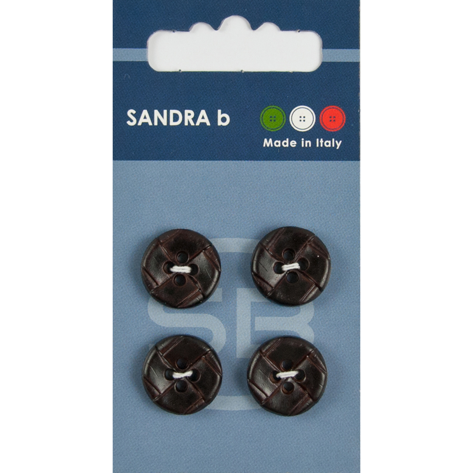 Sandra Ab 007.CARD092 Leren knopen 4 gaats 15 mm - Kaart