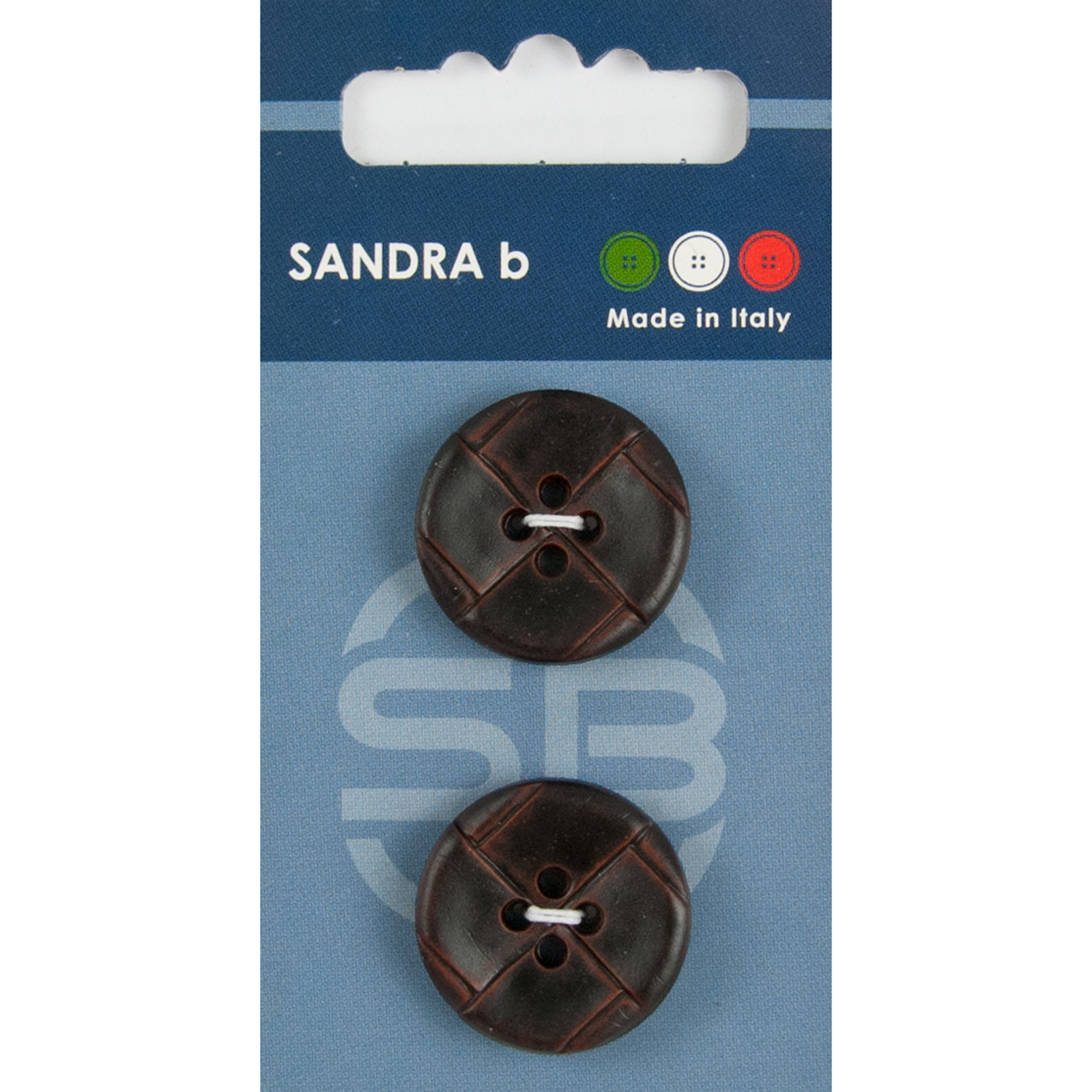 Sandra Ab 007.CARD093 Leren knopen 4 gaats 23 mm - Kaart