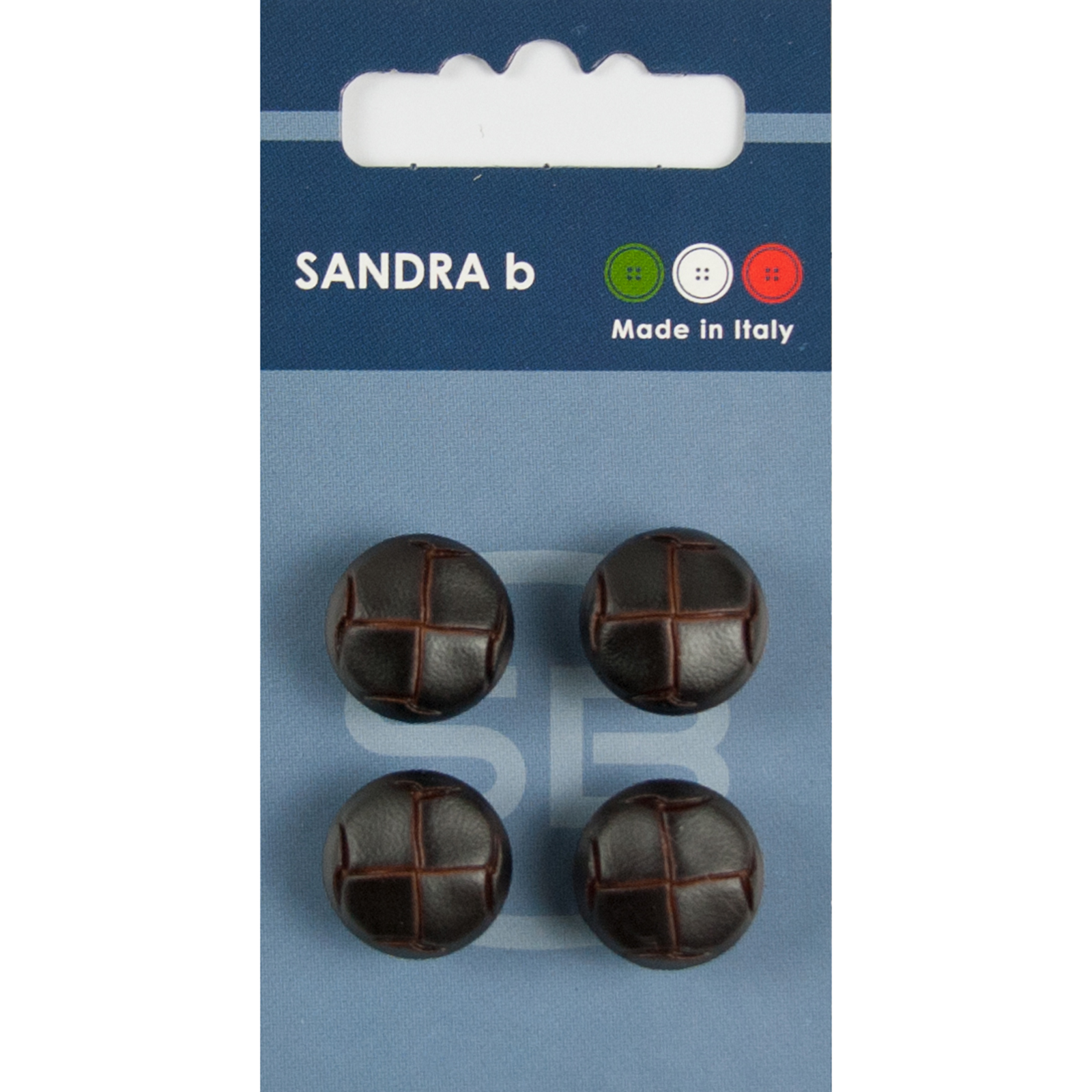 Sandra Ab 007.CARD094 Leren knopen achtersteek 15 mm - Kaart