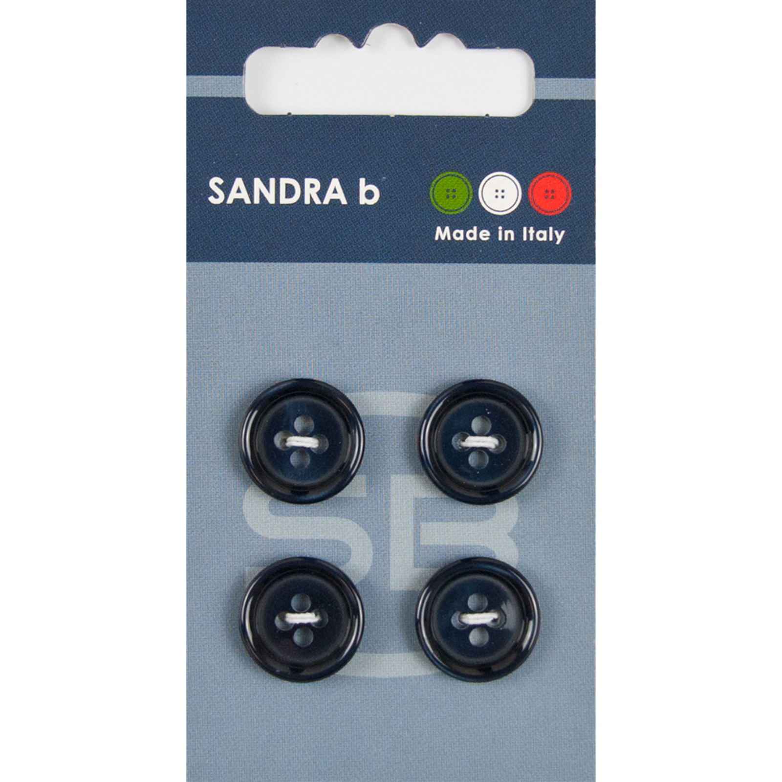 Sandra Ab 007.CARD113 Gemeleerde blazer knopen 4 gaats 15 mm - Kaart