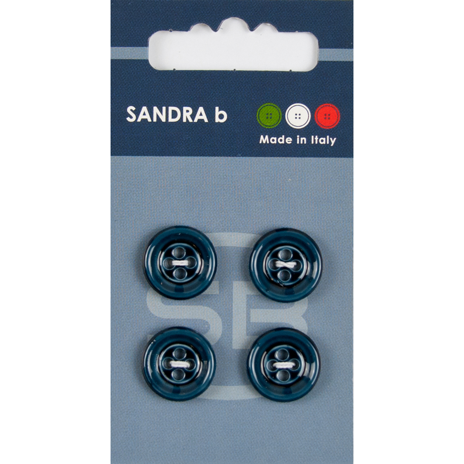 Sandra Ab 007.CARD115 Gemeleerde blazer knopen 4 gaats 15 mm - Kaart