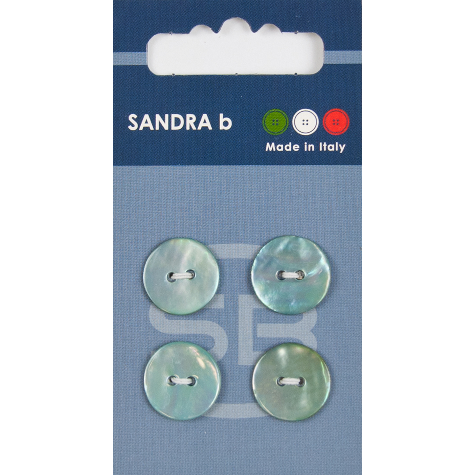 Sandra Ab 007.CARD126 Parelmoer knopen 2 gaats 15 mm - Kaart