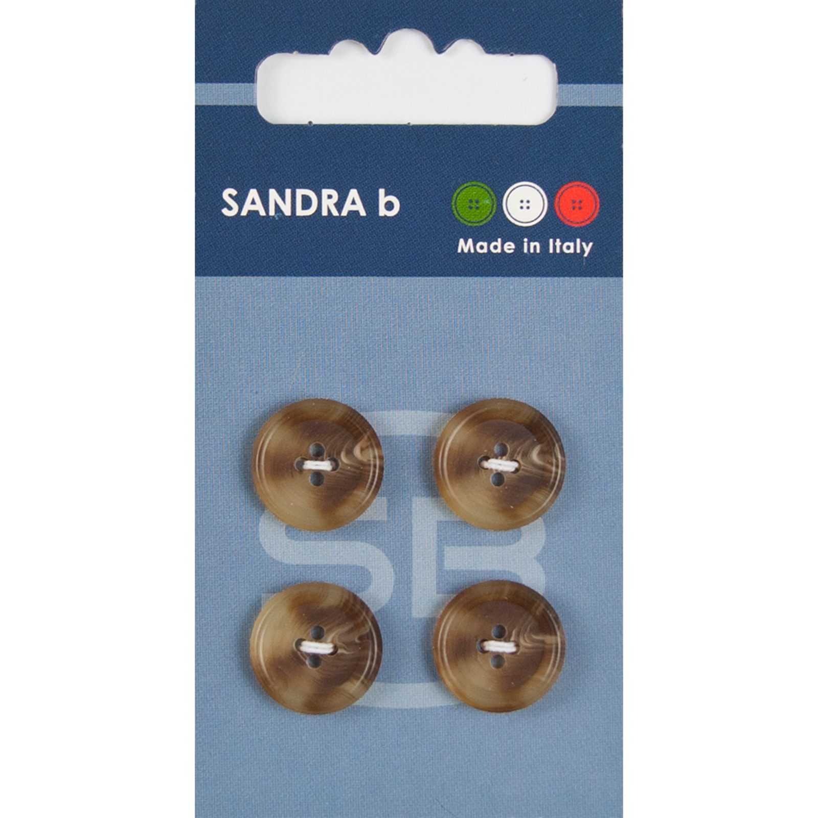 Sandra Ab 007.CARD130 Gemeleerde blazer knopen 4 gaats 15 mm - Kaart