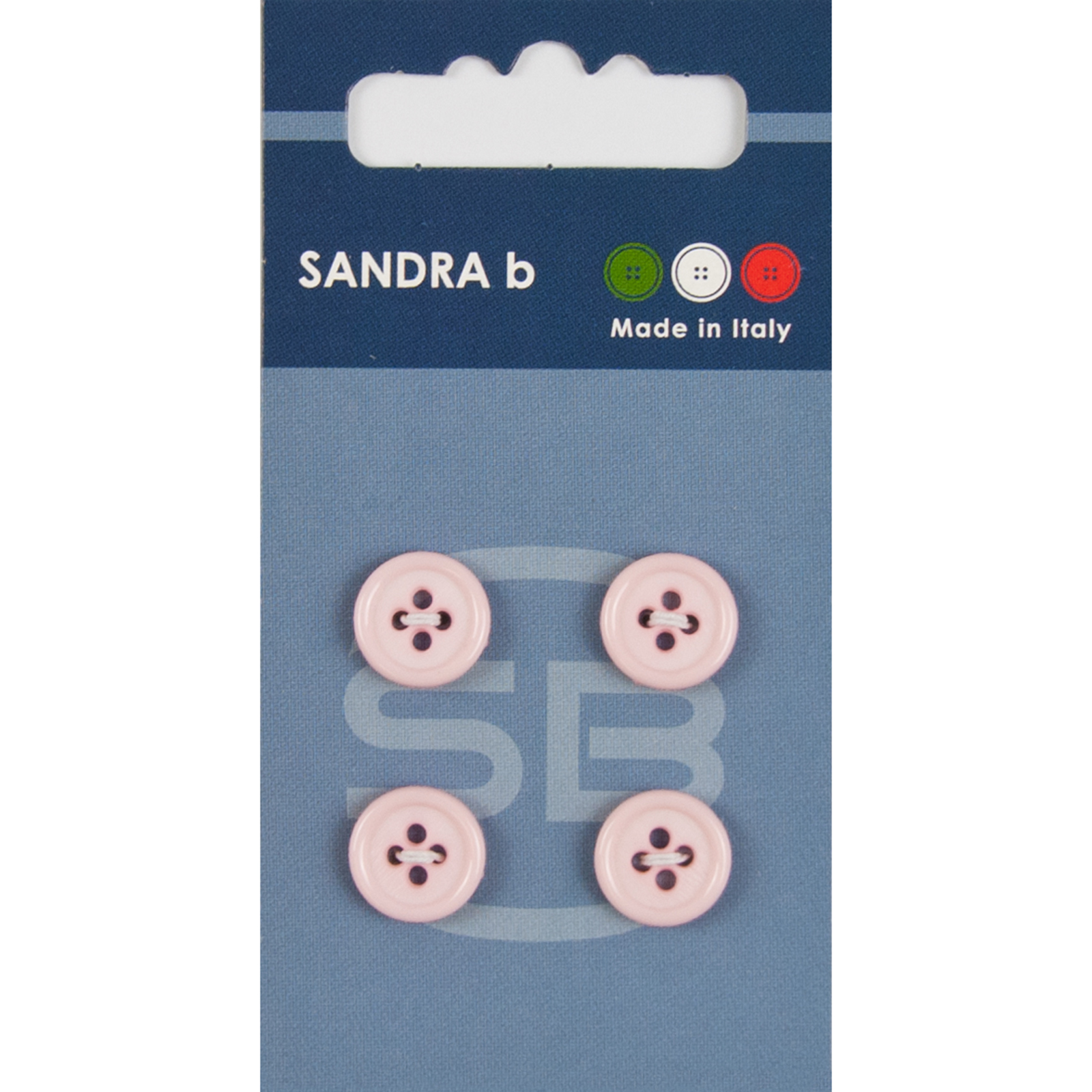 Sandra Ab 007.CARD133 Unigekleurde knopen 4 gaats 11 mm - Kaart