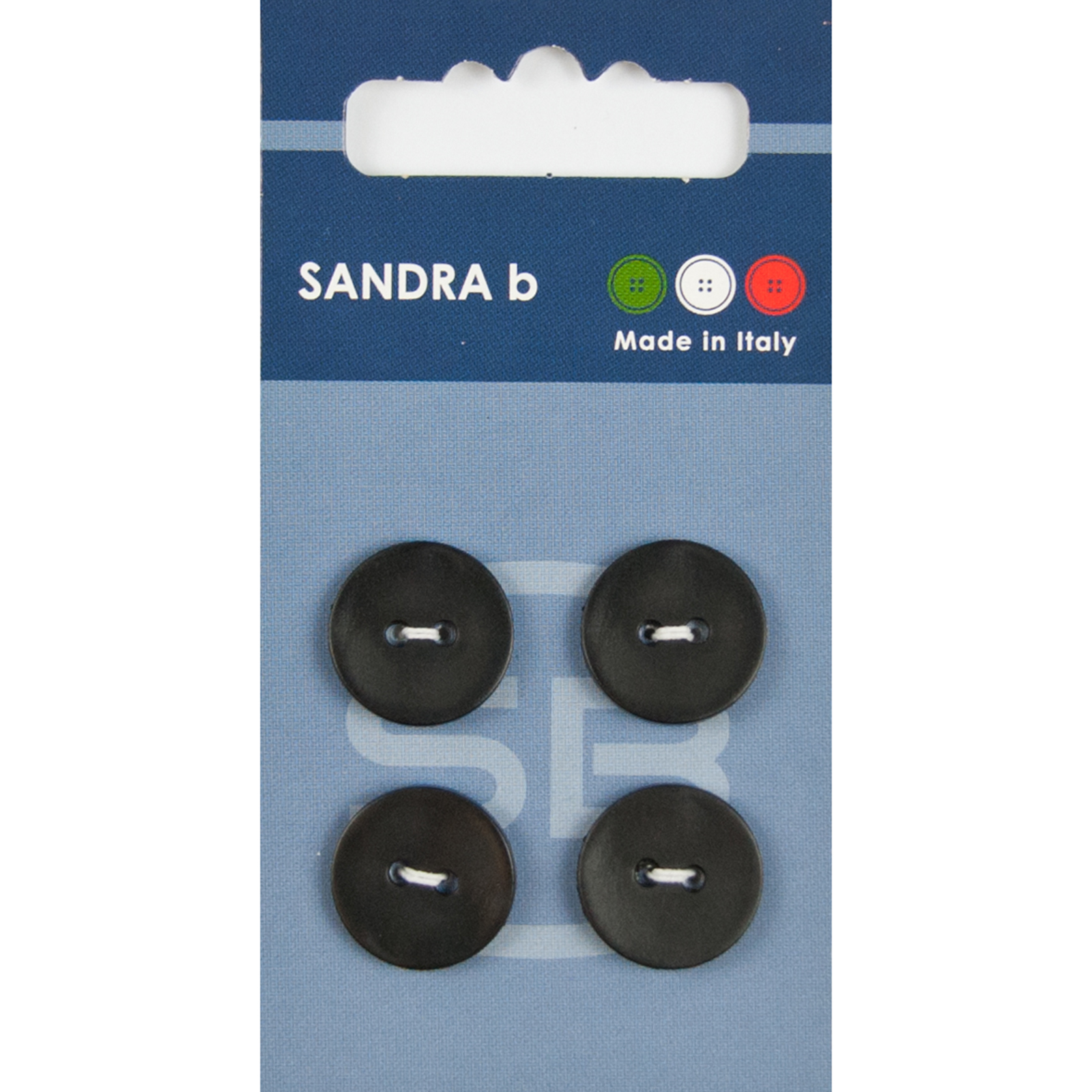 Sandra Ab 007.CARD148 Unigekleurde knopen 2 gaats 15 mm - Kaart