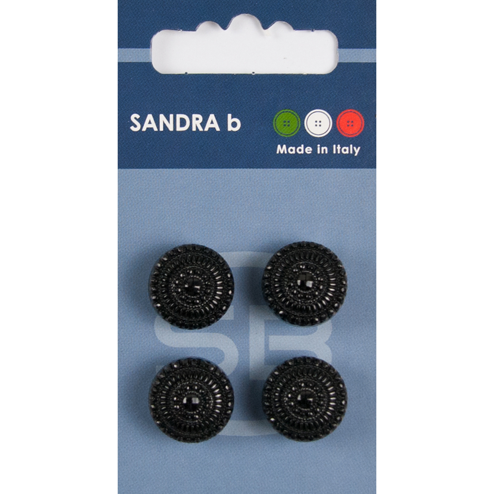 Sandra Ab 007.CARD176 Metalen knopen achtersteek 15 mm - Kaart