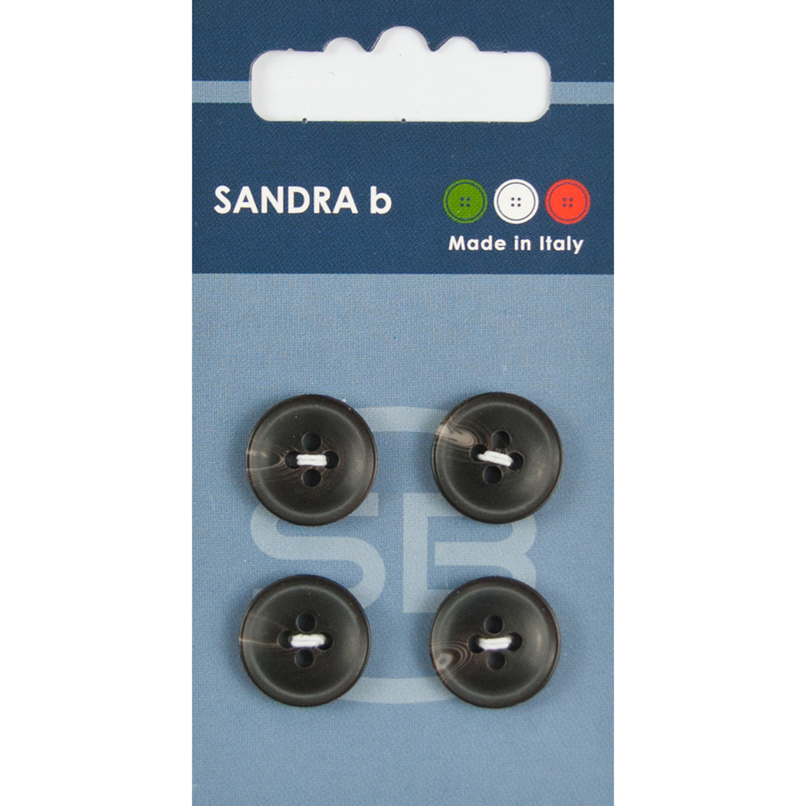 Sandra Ab 007.CARD183 Gemeleerde blazer knopen 4 gaats 15 mm - Kaart