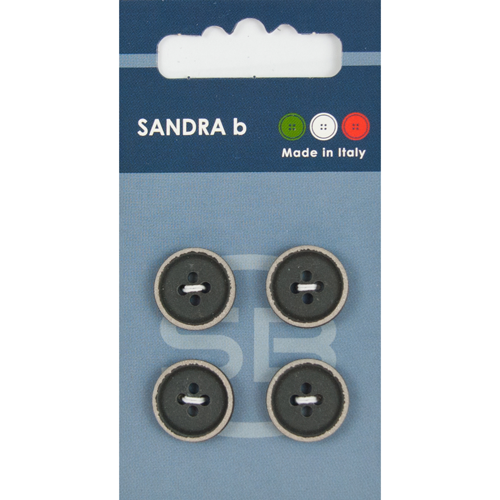 Sandra Ab 007.CARD189 Fashion knopen 4 gaats 15 mm - Kaart