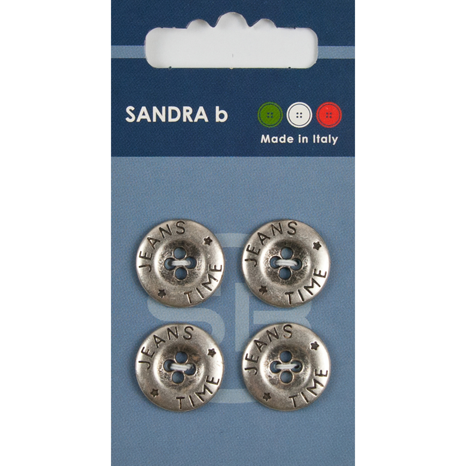Sandra Ab 007.CARD198 Metalen knopen 4 gaats 18 mm - Kaart