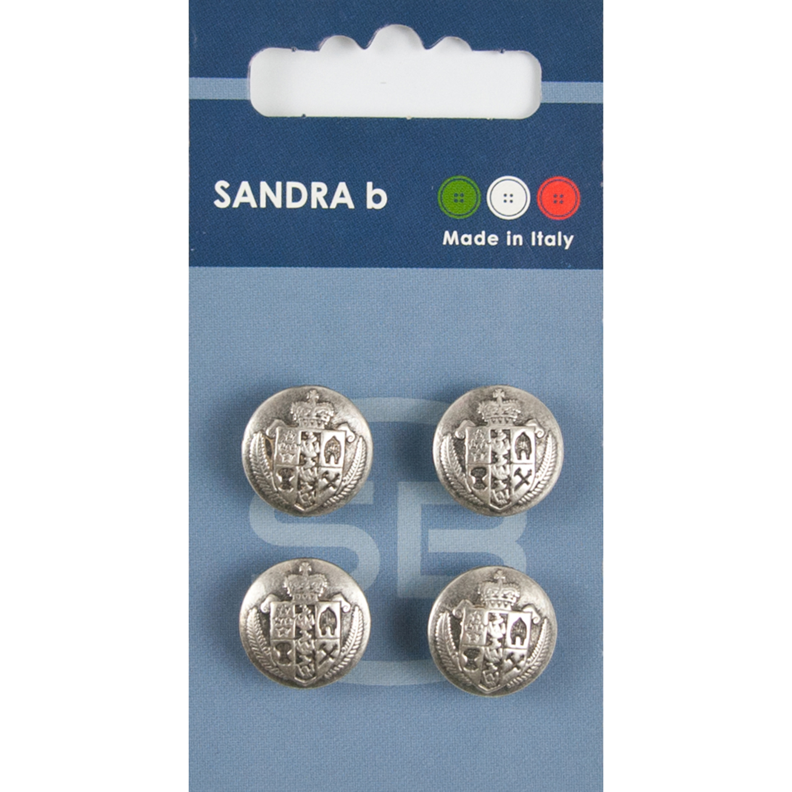 Sandra Ab 007.CARD202 Metalen knopen achtersteek 15 mm - Kaart