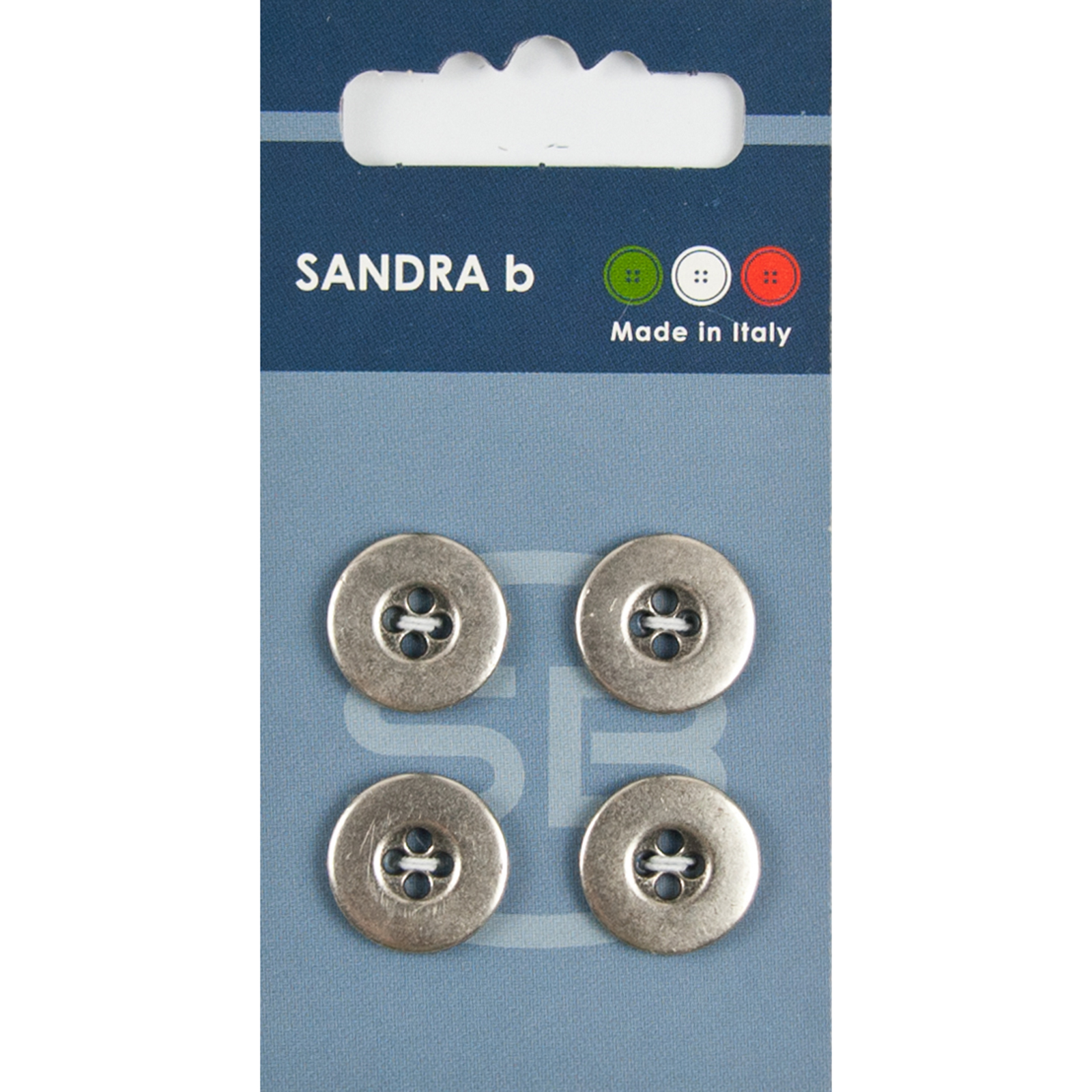 Sandra Ab 007.CARD206 Metalen knopen 4 gaats 15 mm - Kaart