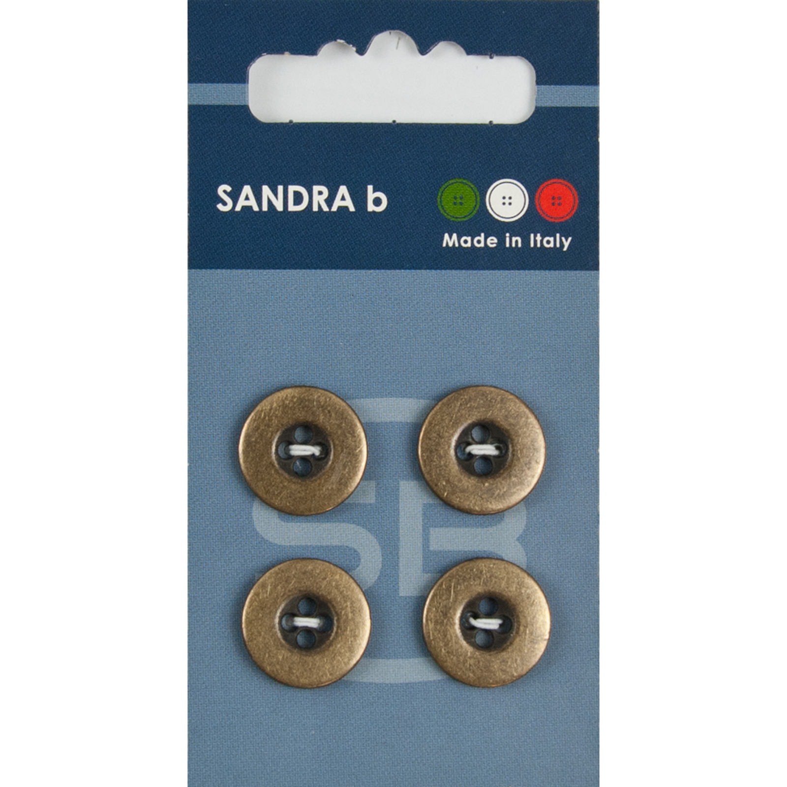Sandra Ab 007.CARD212 Metalen knopen 2 gaats 15 mm - Kaart