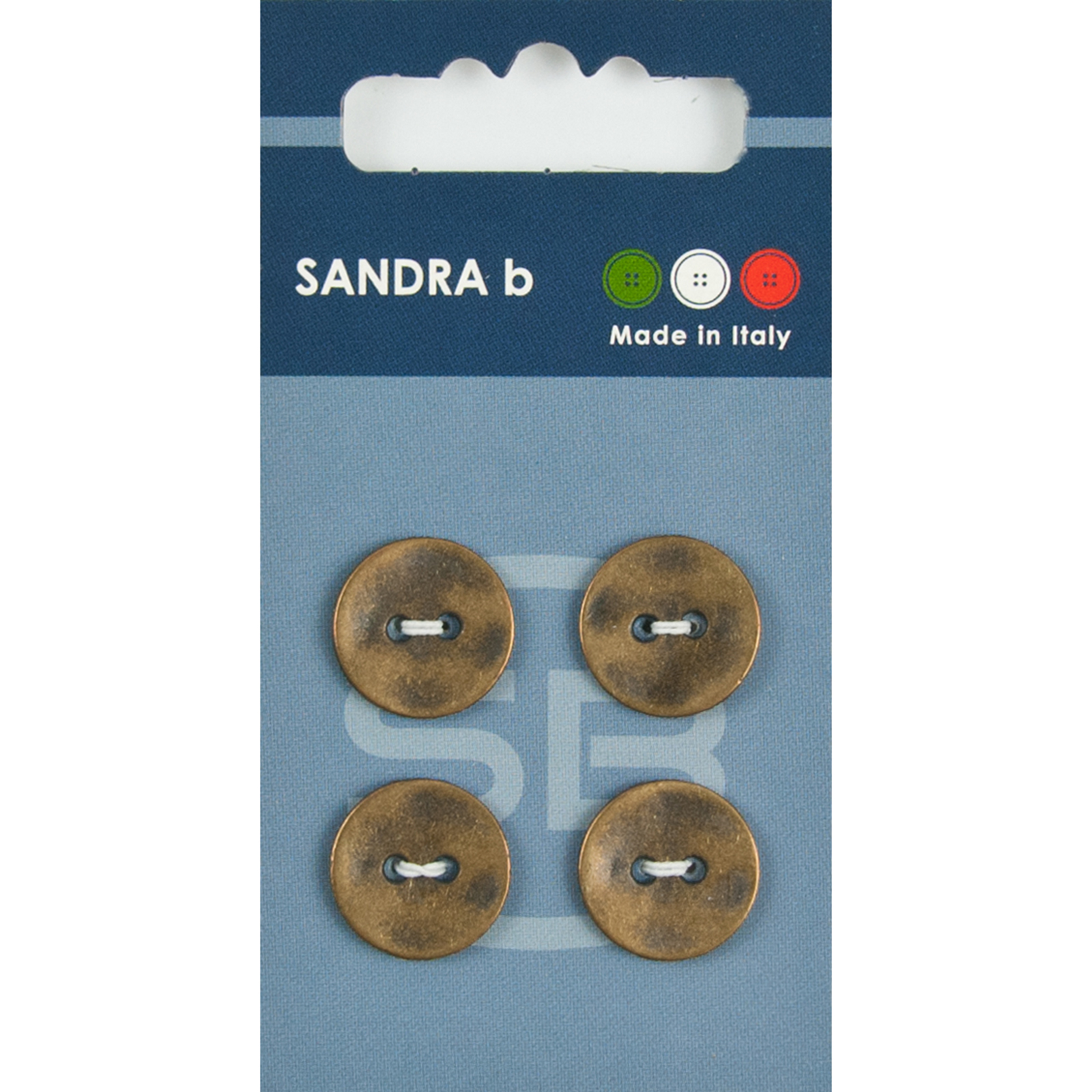 Sandra Ab 007.CARD216 Metalen knopen 2 gaats 15 mm - Kaart