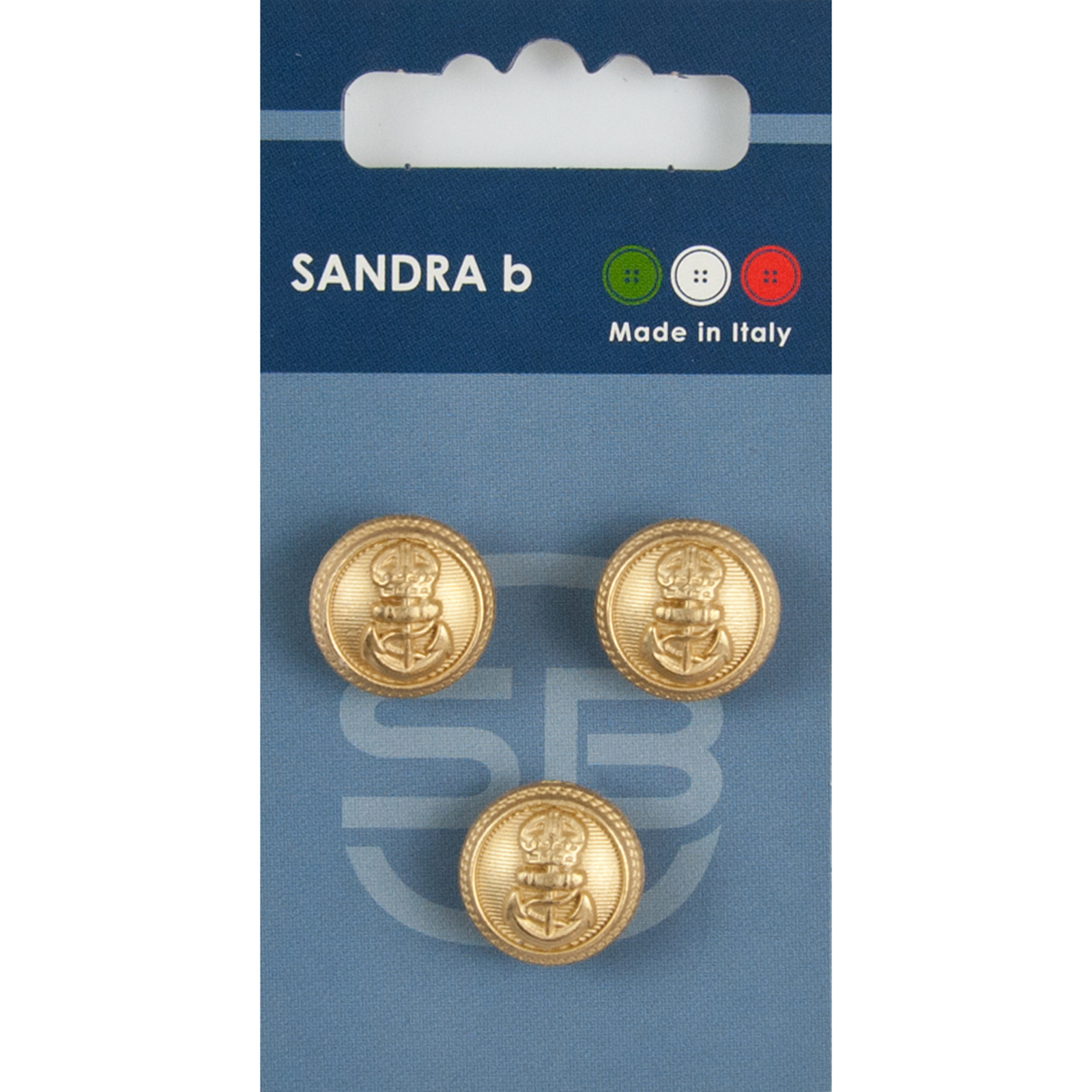 Sandra Ab 007.CARD221 Metalen knopen achtersteek 15 mm - Kaart