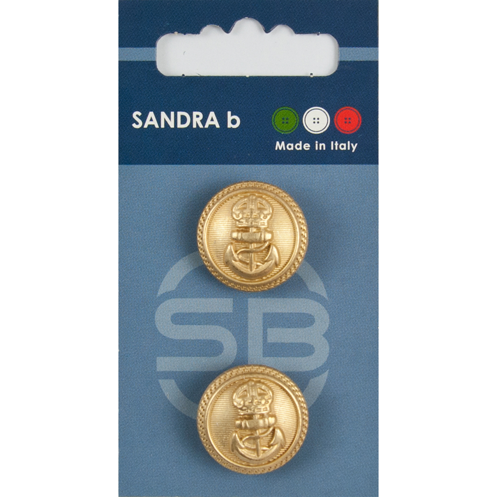 Sandra Ab 007.CARD222 Metalen knopen achtersteek 20 mm - Kaart