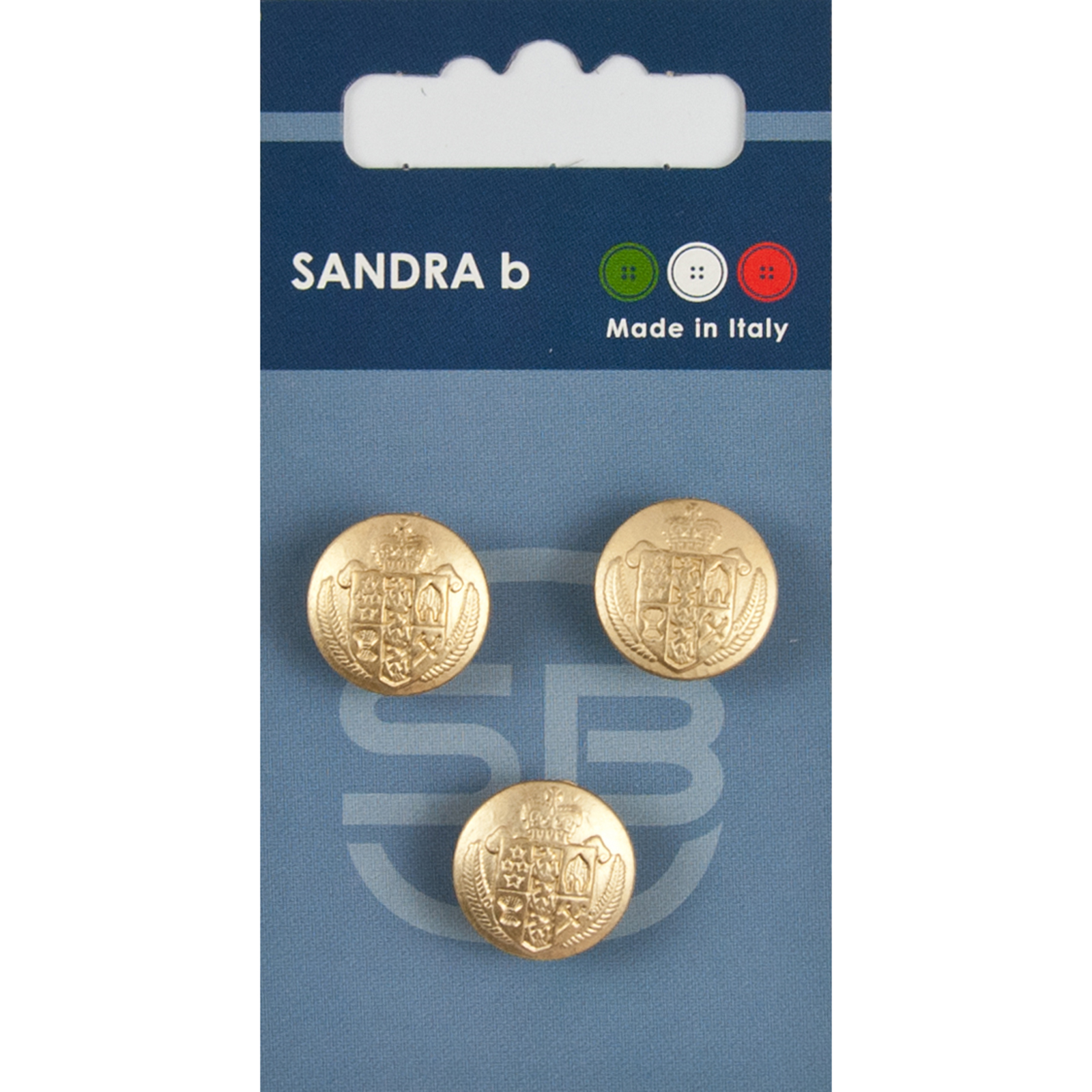 Sandra Ab 007.CARD223 Metalen knopen achtersteek 15 mm - Kaart