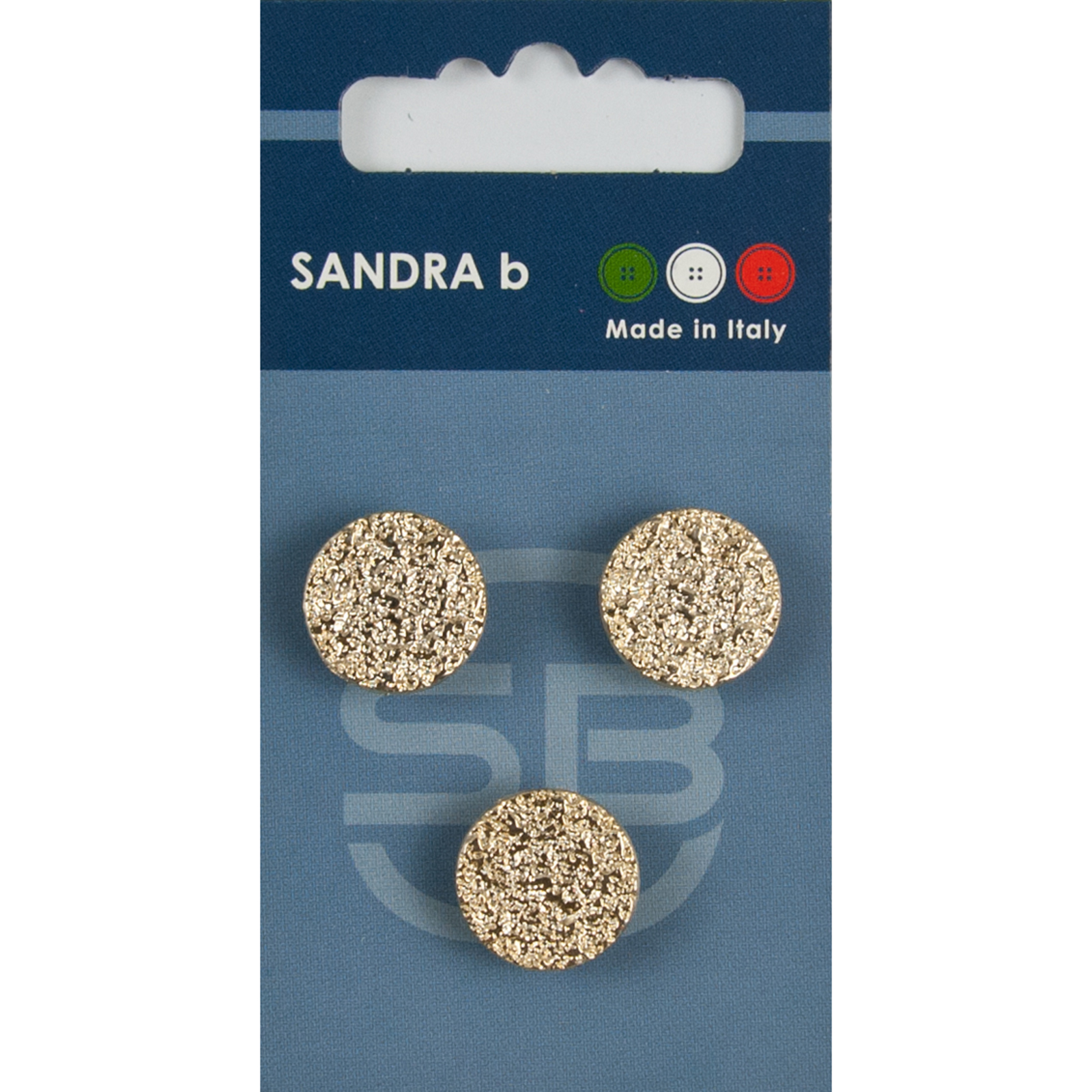 Sandra Ab 007.CARD227 Metalen knopen achtersteek 15 mm - Kaart