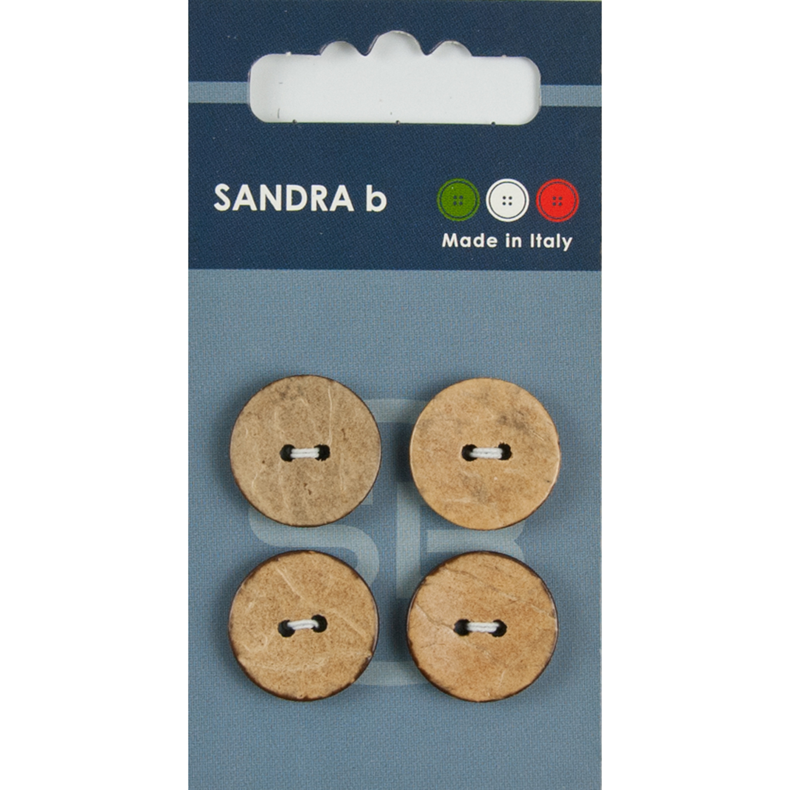 Sandra Ab 007.CARD232 Kokos knopen 2 gaats 18 mm - Kaart