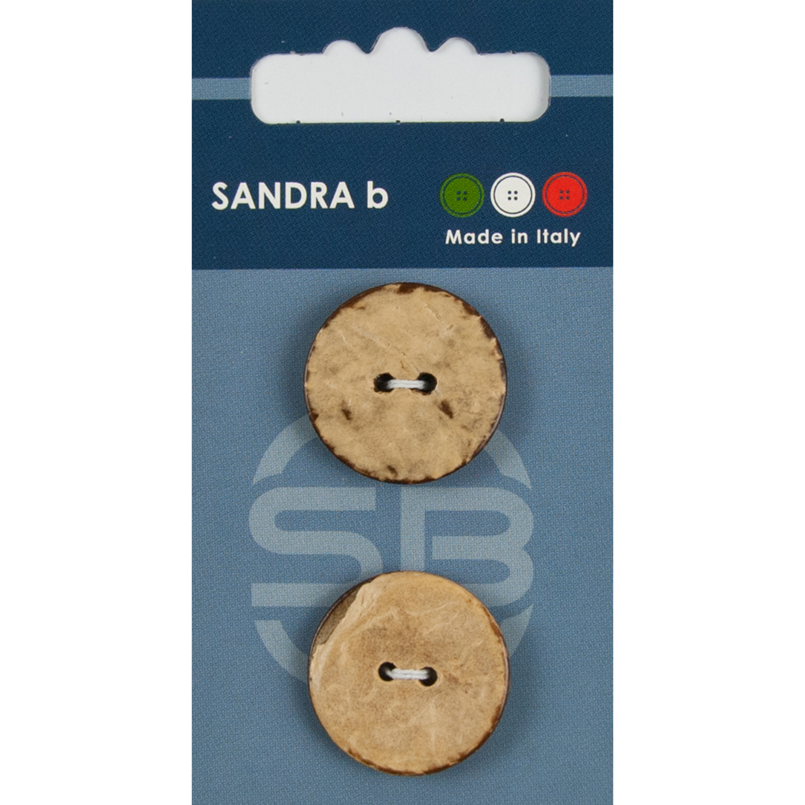 Sandra Ab 007.CARD233 Kokos knopen 2 gaats 23 mm - Kaart