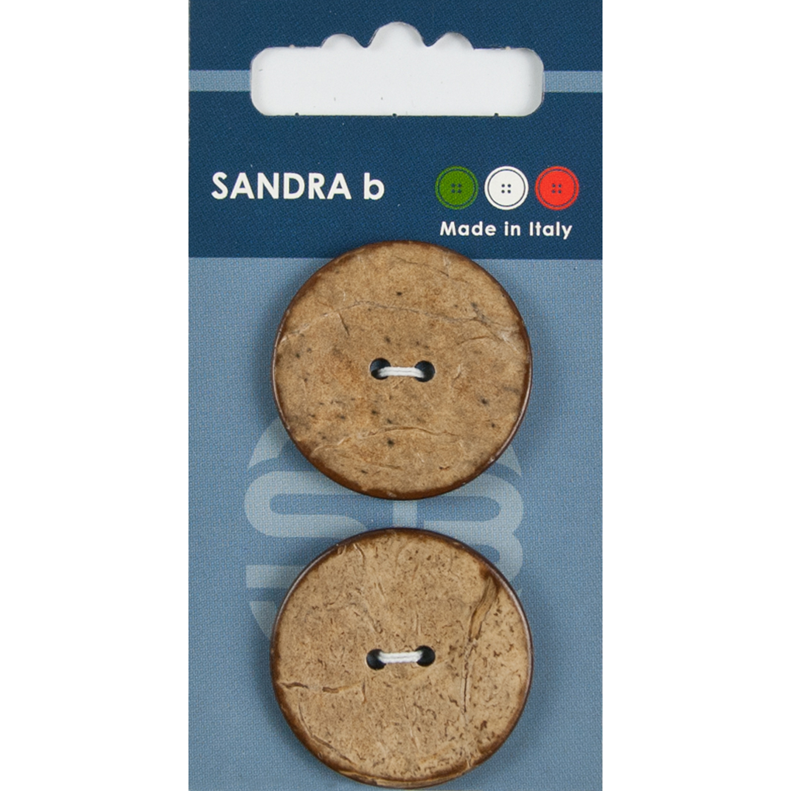 Sandra Ab 007.CARD234 Kokos knopen 2 gaats 30 mm - Kaart