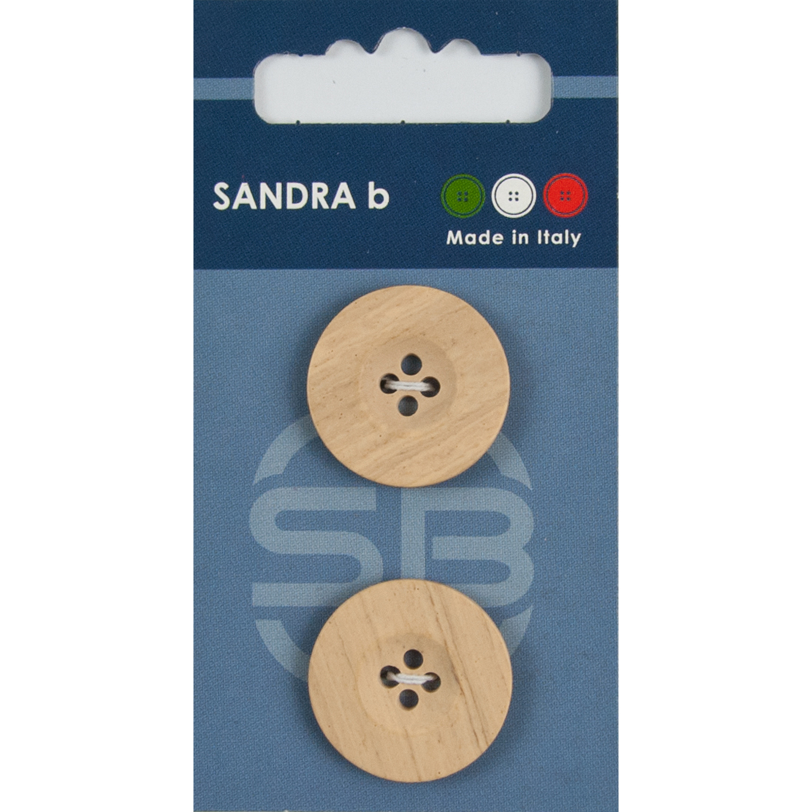 Sandra Ab 007.CARD238 Polyester knoop 4 gaats 23mm Eco-wood - Kaart