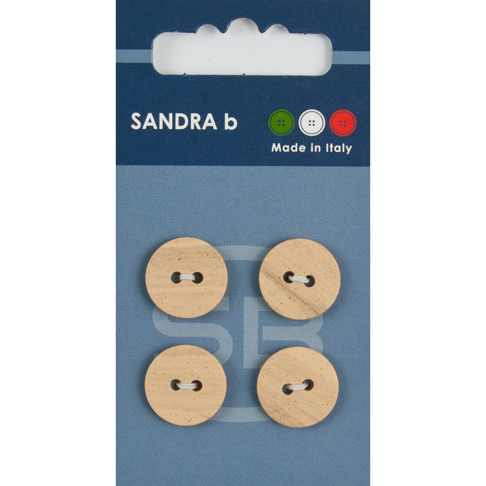Sandra Ab 007.CARD239 Polyester knoop 2 gaats 15 mm Eco-wood - Kaart