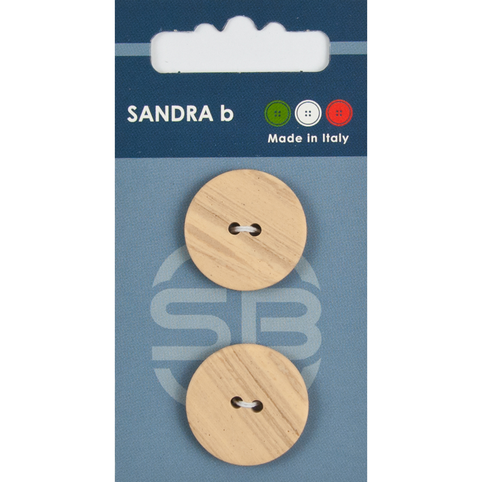 Sandra Ab 007.CARD240 Polyester knoop 2 gaats 23mm Eco-wood - Kaart