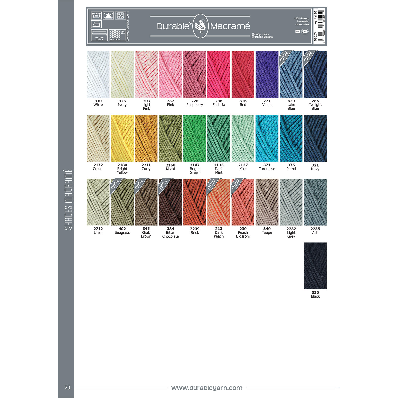 Staalkaart Durable Macramé 010.74 - STUK