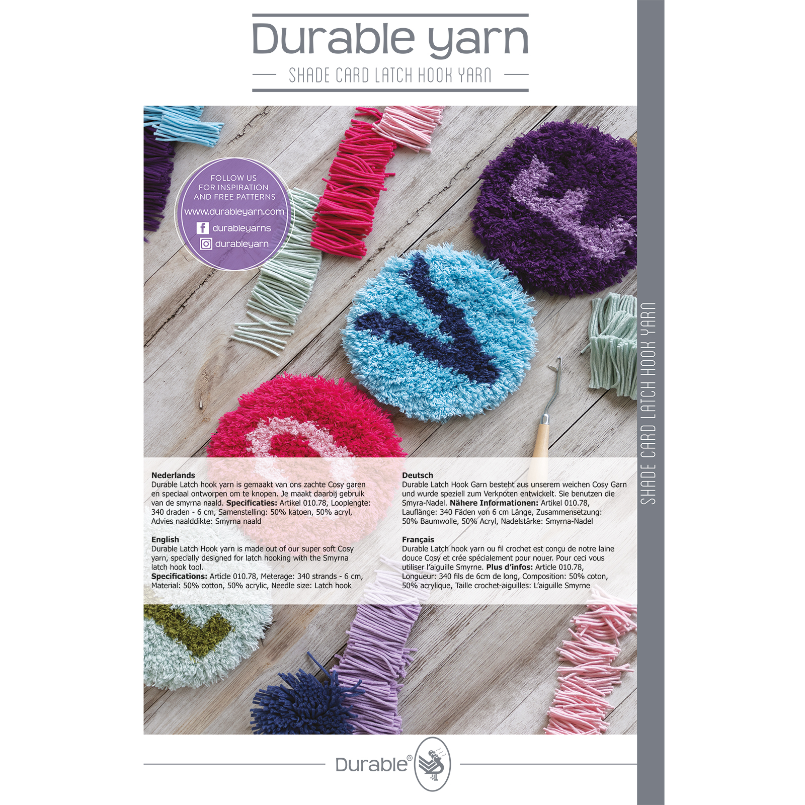 Staalkaart Durable Latch Hook Yarn 010.78 - STUK