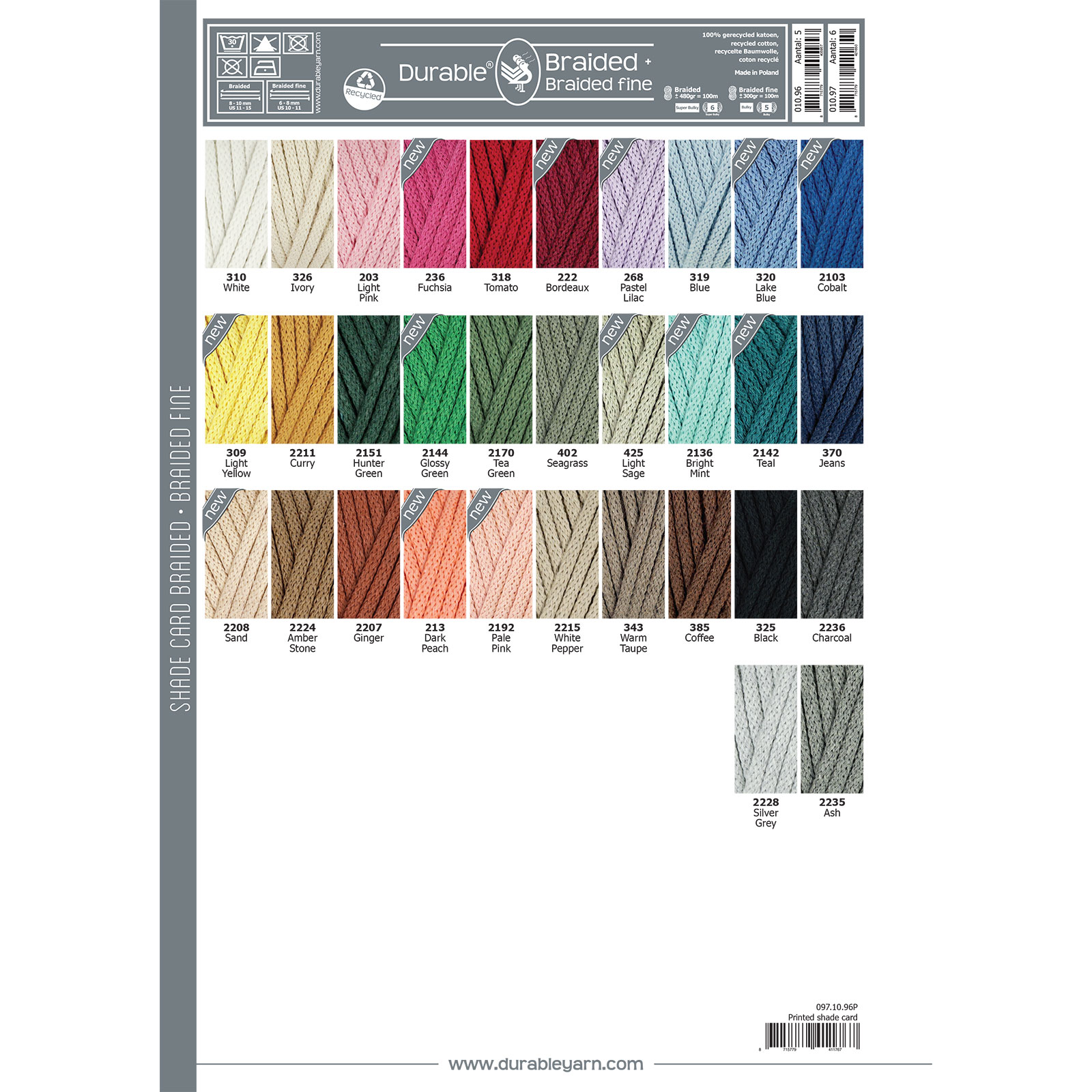 Staalkaart Durable Braided 2023 - 19 kleuren - STUK