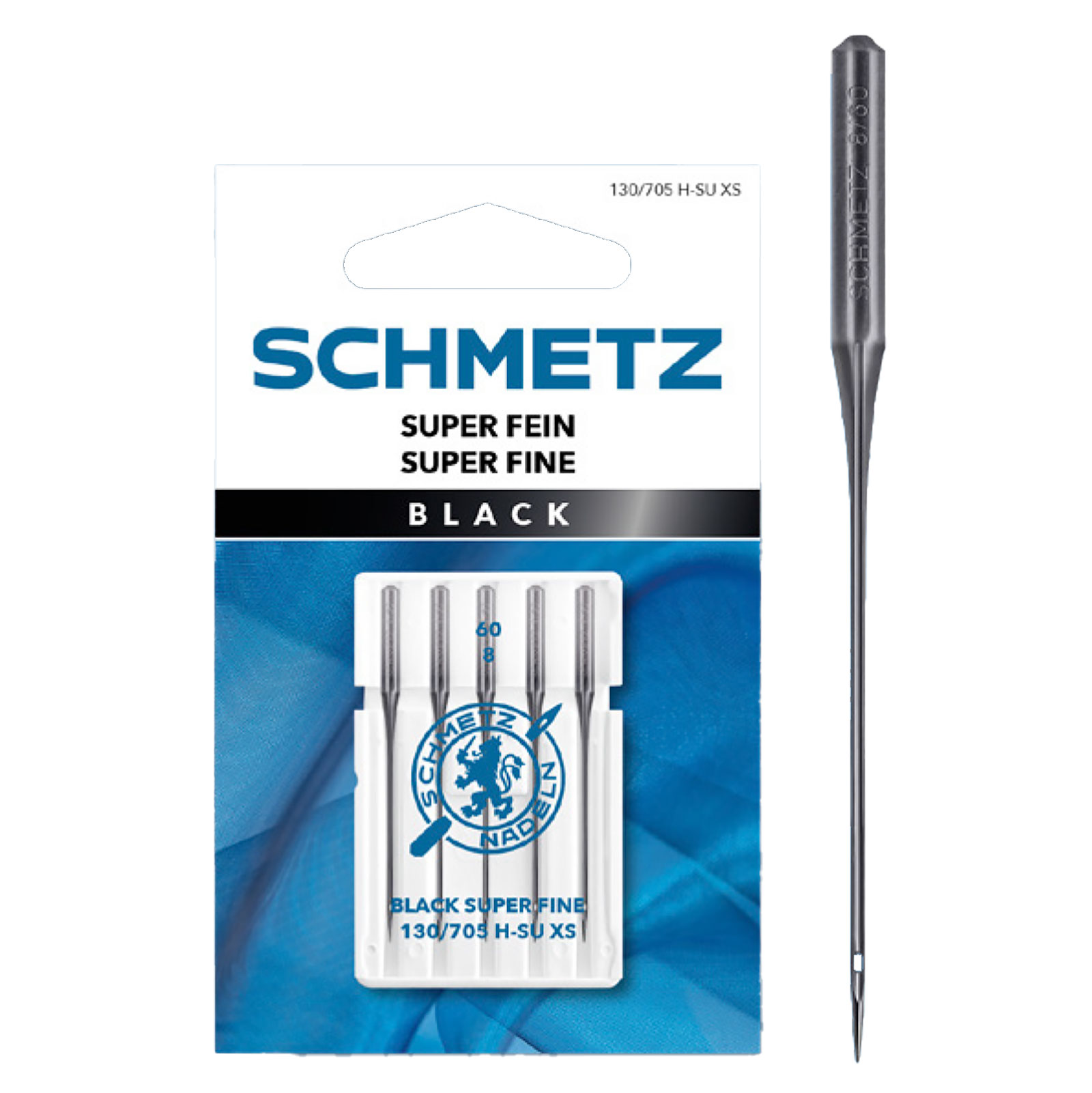 Schmetz 130/705 H-SU XS Black Super Fine Nr. 60 - 1 x 5 naalden op kaart - Kaart