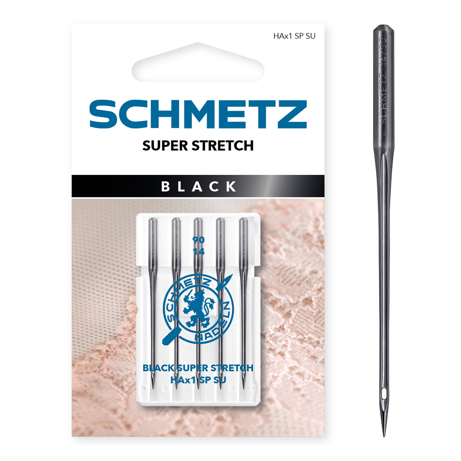 Schmetz HAX1 SP SU Black Super Stretch Nr. 90 - 1 x 5 naalden op kaart - Kaart