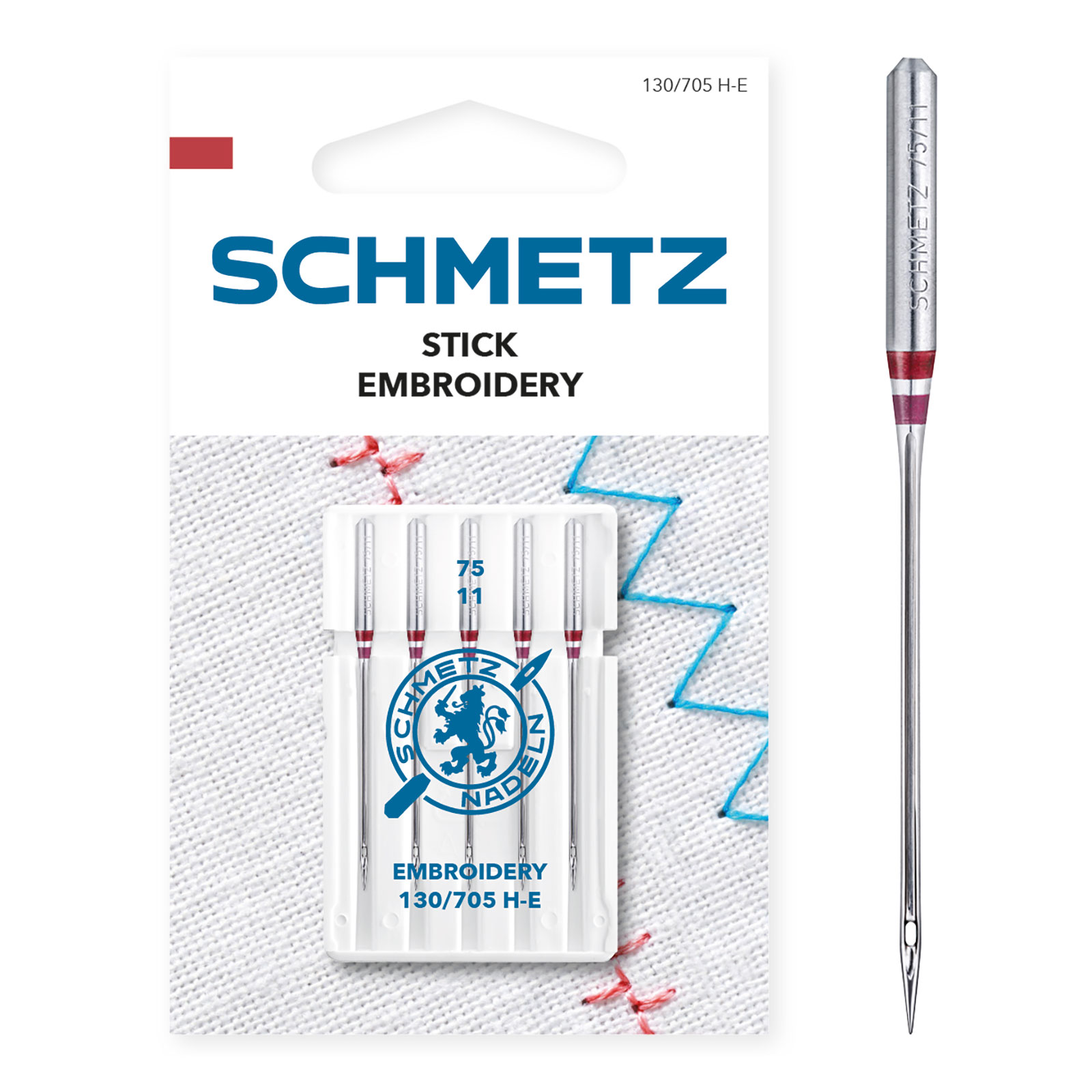 Schmetz Borduurnaalden dikte 75 - 1 x 5 naalden op kaart - Kaart