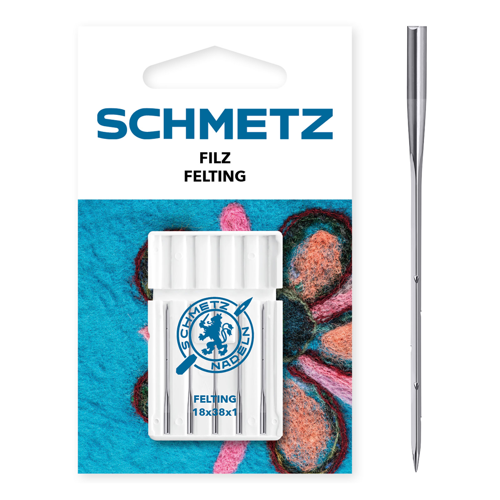 Schmetz Felting 18x38x1 - 1 x 5 naalden op kaart - Kaart