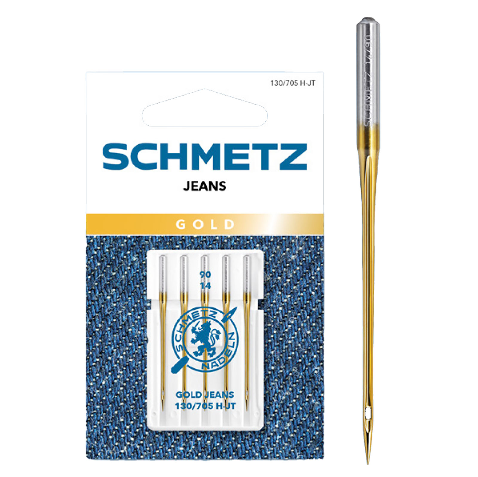 Schmetz 130/705 H-JT Gold Jeans Nr. 90 - 1 x 5 naalden op kaart - Kaart