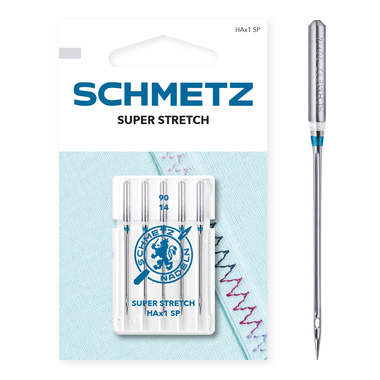 Schmetz HAx1SP Super stretch naalden dikte 90 -1x5 naalden op kaart - Kaart