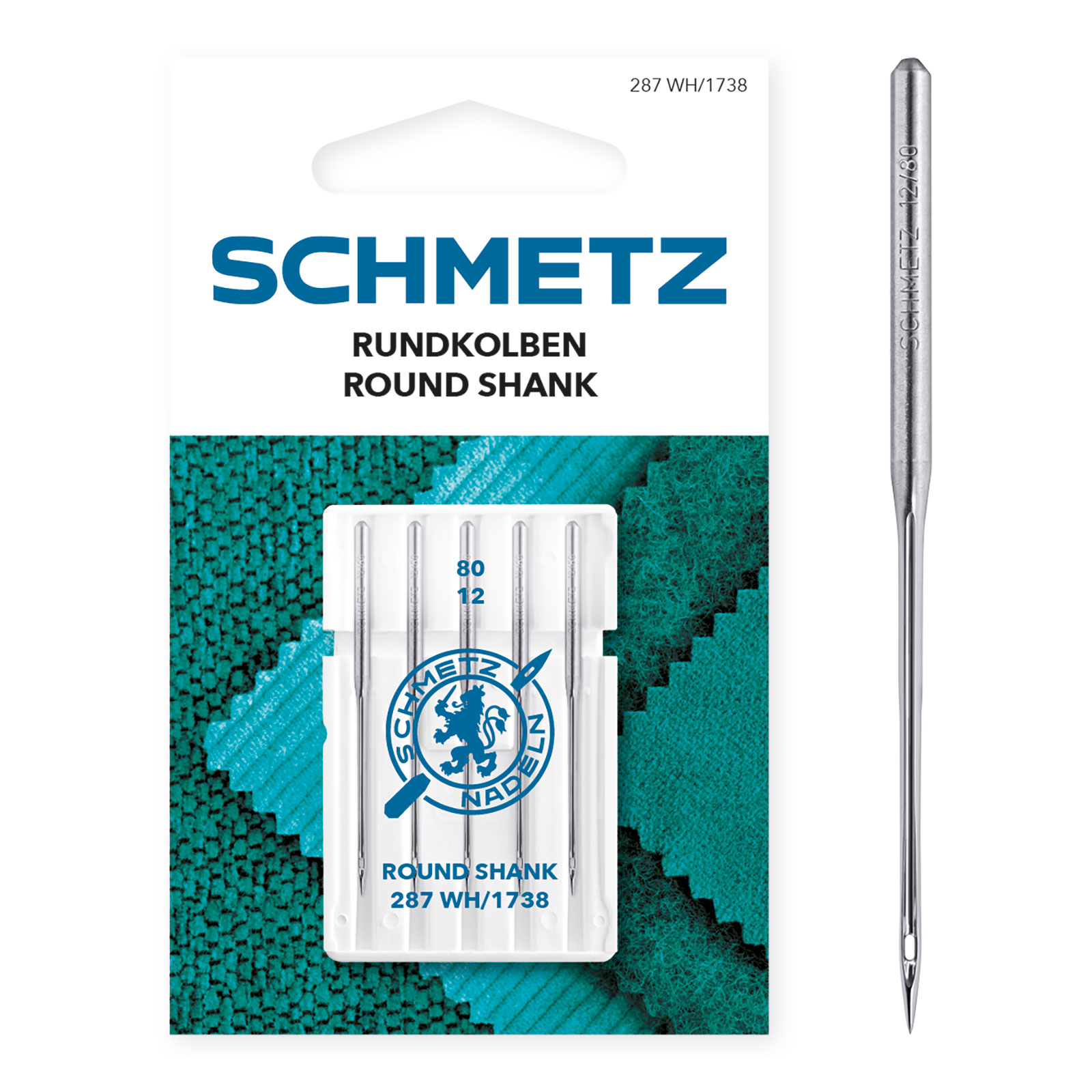 Schmetz Ronde Kolf naalden dikte 80 - 1 x 5 naalden op kaart - Kaart