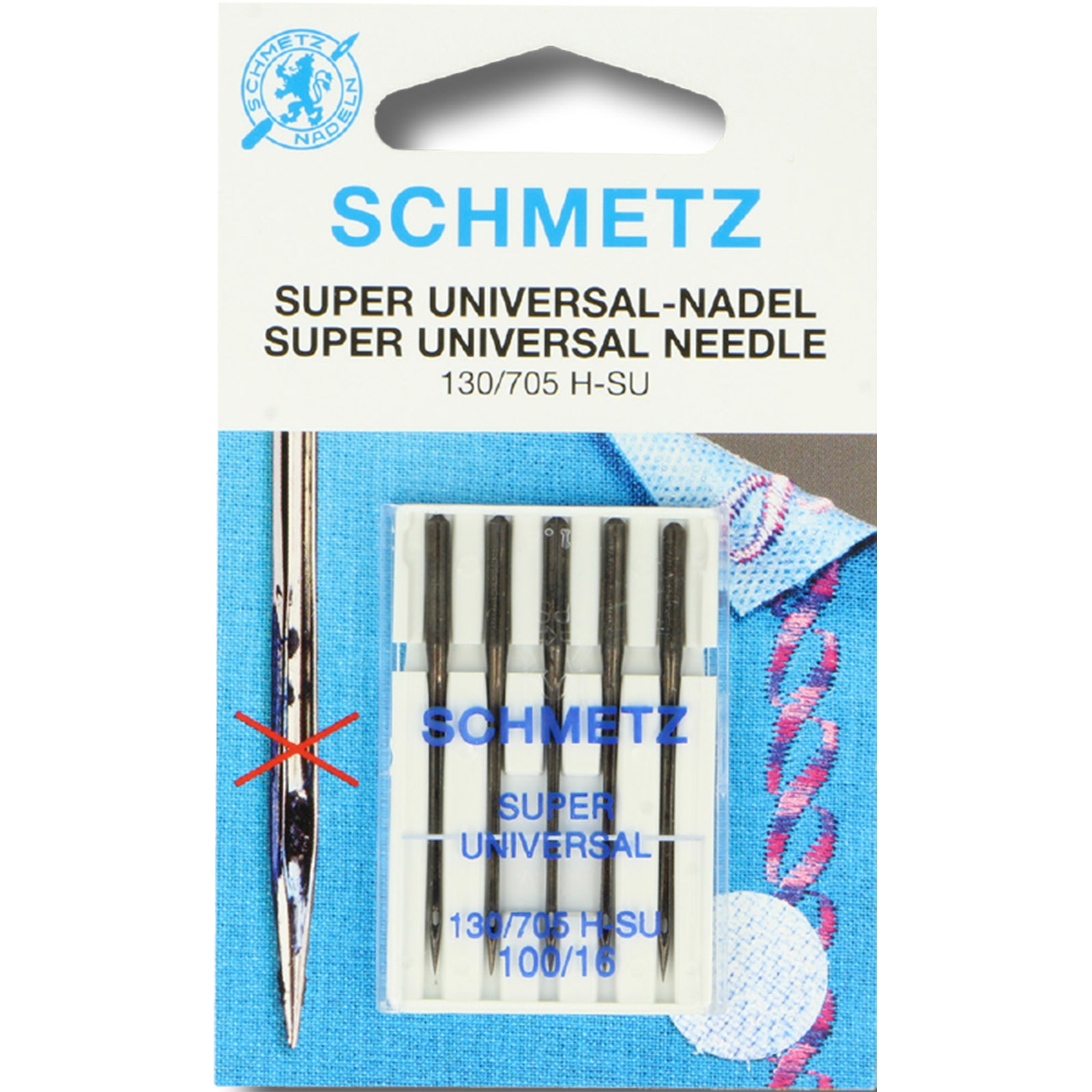 Schmetz Super universeel naalden dikte 70 - 1 x 5 naalden op kaart - Kaart