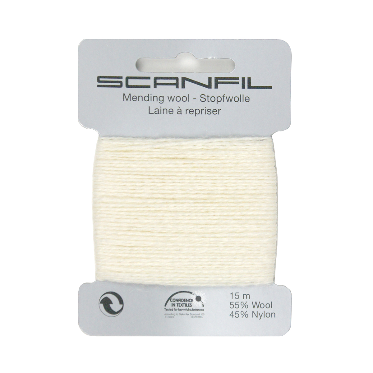 Scanfil 1001 Stopwol 15 meter, 55% wol 45% nylon - Kleur 001